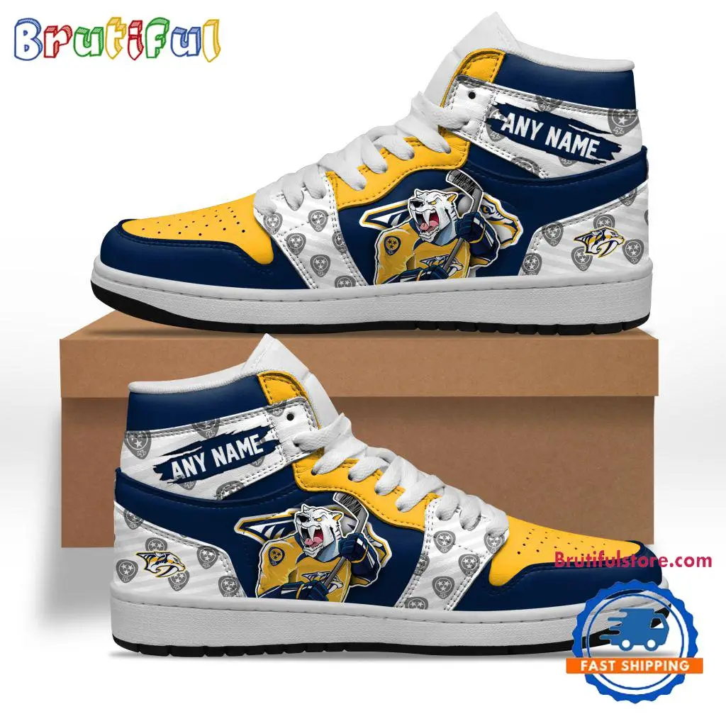 NHL Nashville Predators Team Mascot Design Air Jordan 1 Hightop Shoes NHL Nashville Predators Team Mascot Design Air Jordan 1 Hightop Shoes - Image 1