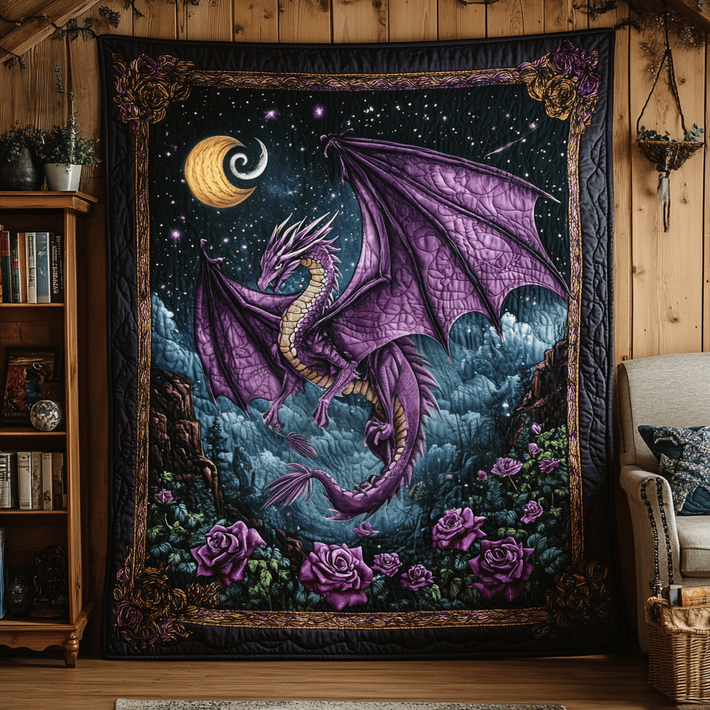 Night Dragon Quilted Blanket Best Couch Throw Blanket Dragon Presents For Men Night Dragon Quilted Blanket Best Couch Throw Blanket Dragon Presents For Men - Image 1