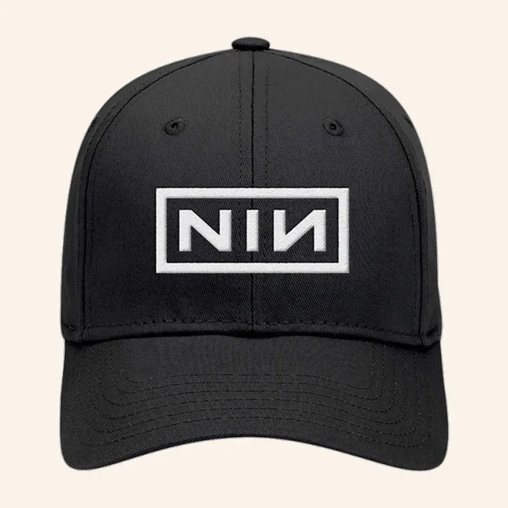 NIN Peel It Back Tour Merch Embroidered White Logo Baseball Cap Nine Inch Nails Merch -WearandDecor