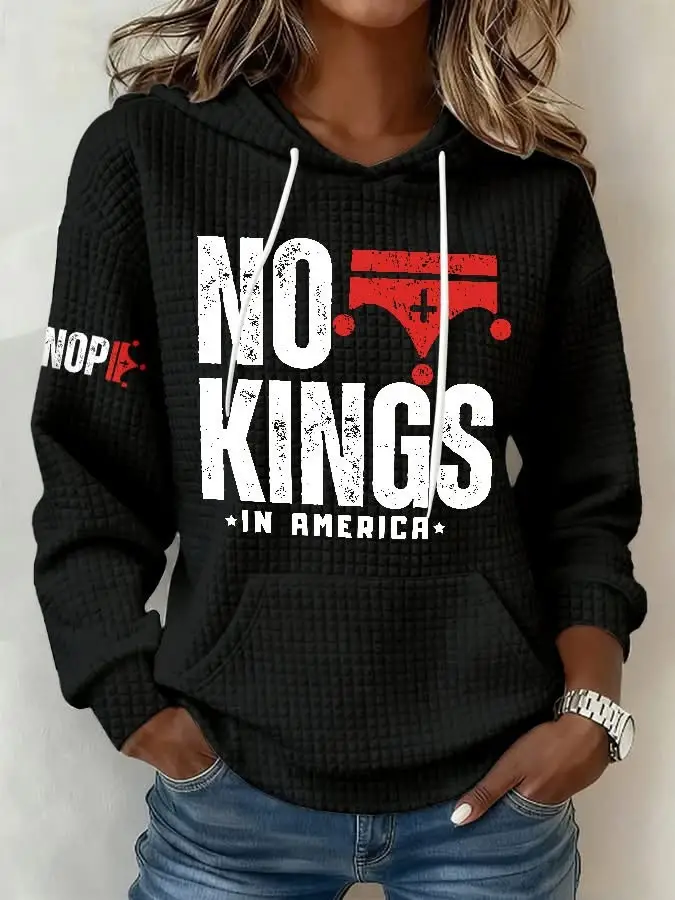 No Kings In America Hoodie Black Nope Kings Hooded Sweatshirt Women's Anti MAGA Apparel No Kings In America Hoodie Black Nope Kings Hooded Sweatshirt Women's Anti MAGA Apparel - Image 1