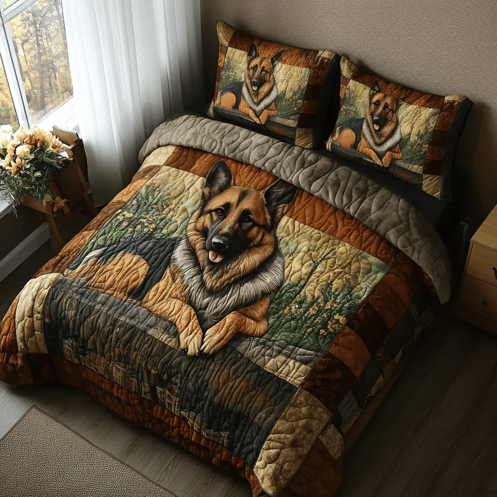 Noble Companion Quilted Bedding Set Unique Bed Sheet Set German Shepherd Gifts For Owners