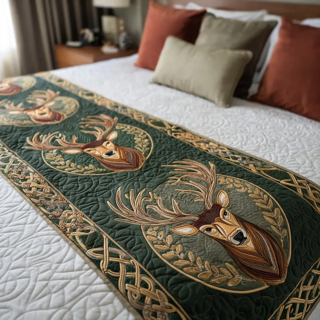 Noble Crest Quilted Bed Runner Noble Crest Pattern Christian Family Gift