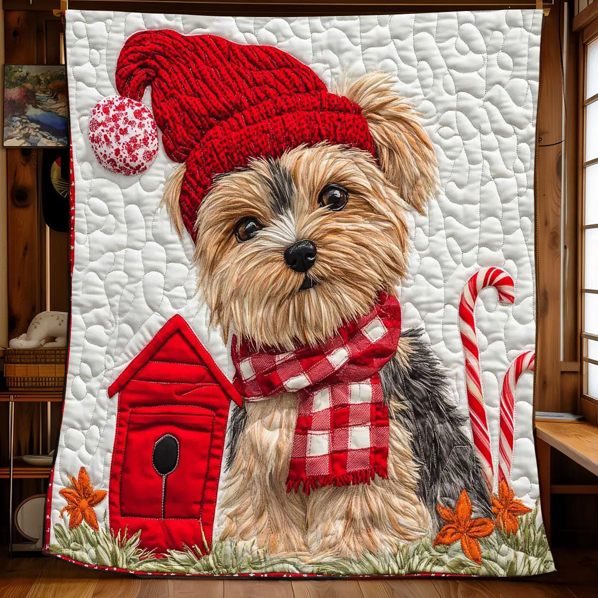 Noel Yorkshire Quilt Blanket Cozy Throw Blanket Christmas Gifts For Yorkshire Lovers