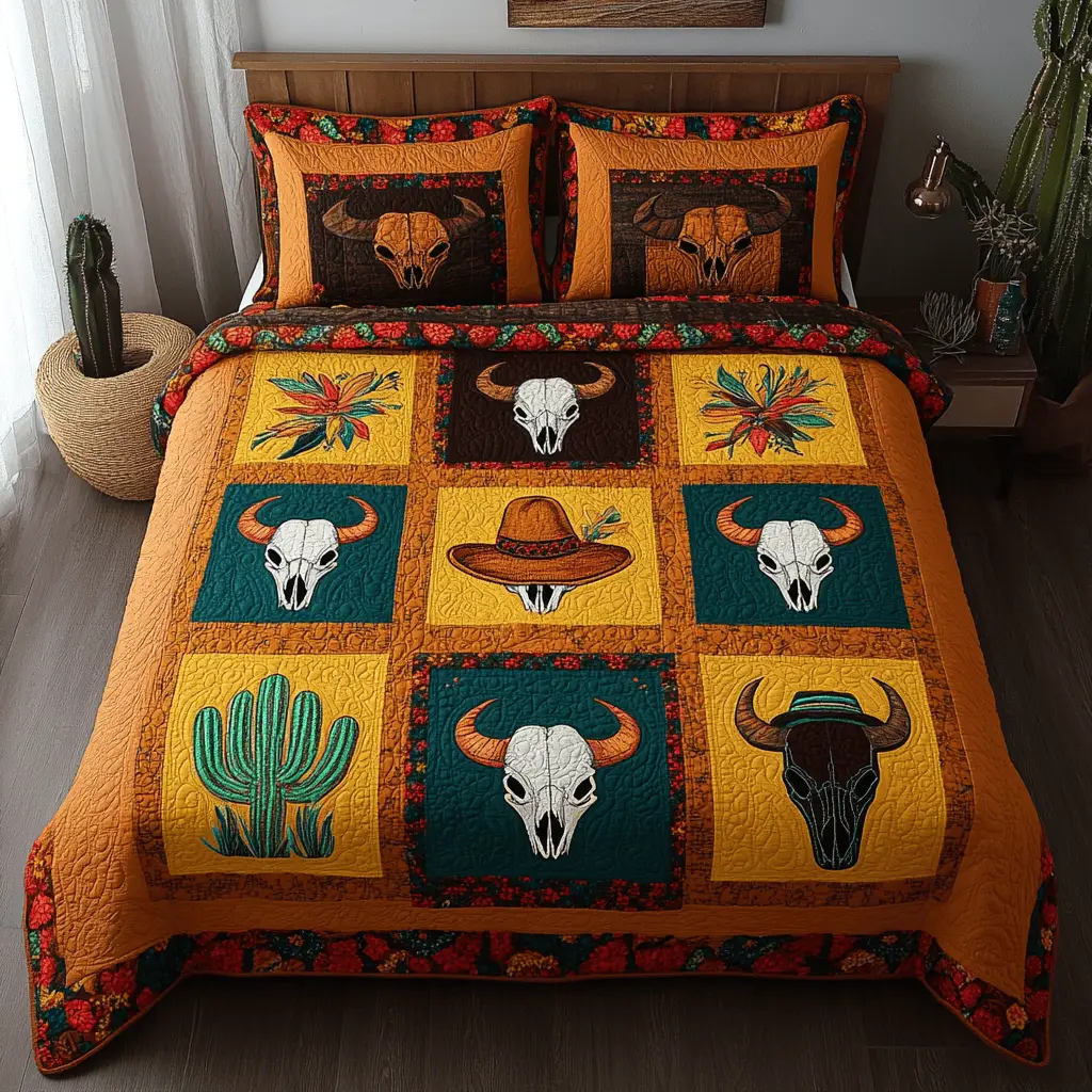 Nomadic Guardian Quilted Bedding Set Bed Decor Native American Gifts Nomadic Guardian Quilted Bedding Set Bed Decor Native American Gifts - Image 1