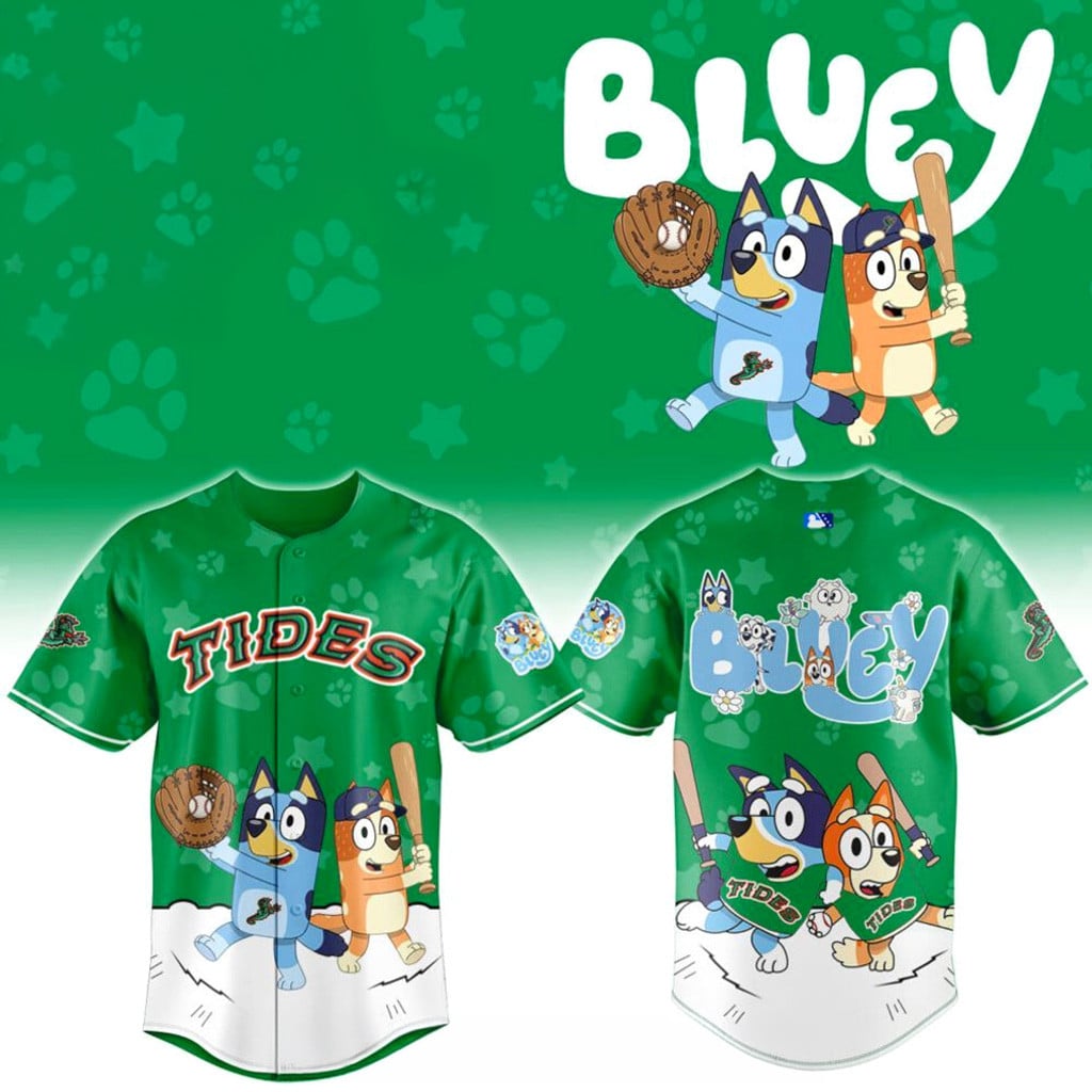 Norfolk Tides Bluey Night Jersey 2026 Norfolk Tides Merch Cool Gifts For Baseball Lovers
