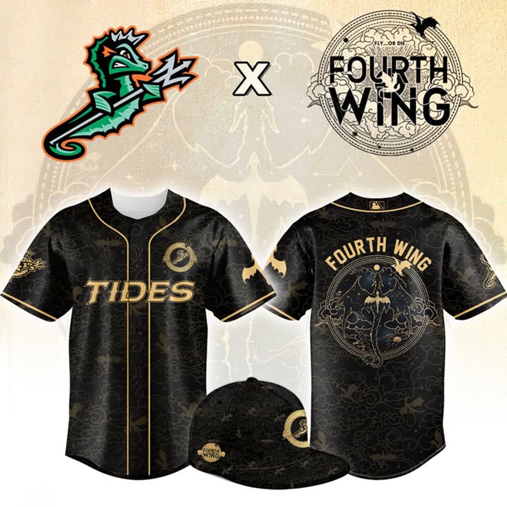 Norfolk Tides Fourth Wing Baseball Jersey 2026 Norfolk Tides Merch Baseball Team Gift Ideas