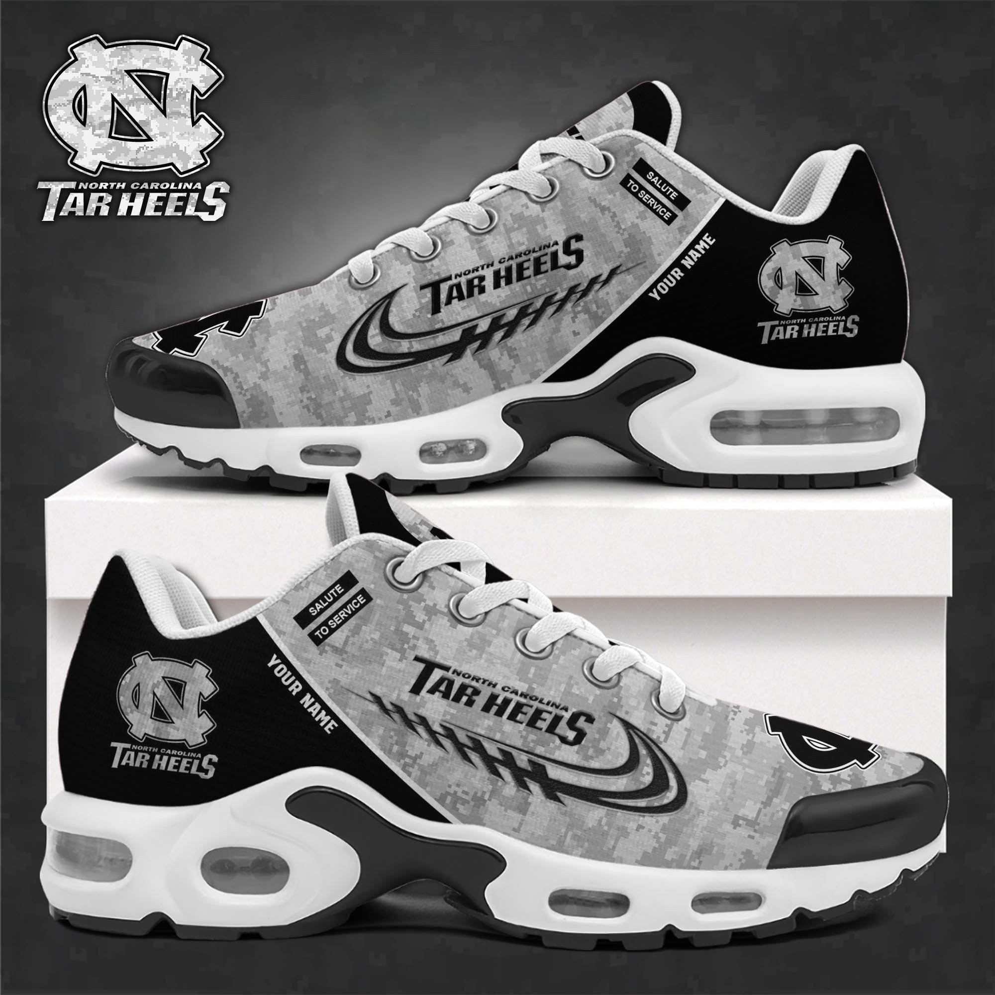North Carolina Tar Heels Shoes 2026 Version Custom Name, Camouflage Shoes Ph585