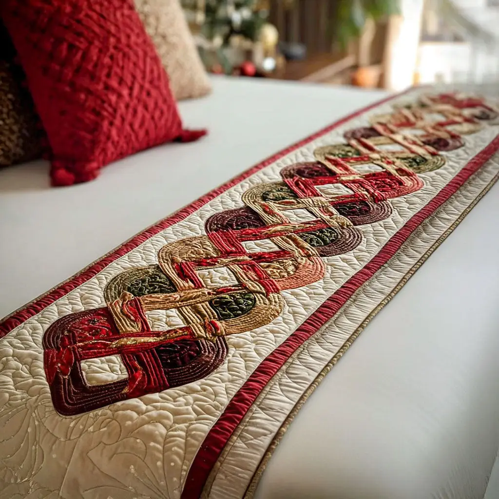 North Pole Glow Quilted Bed Runner North Pole Glow Scene Christmas Gift for Dad