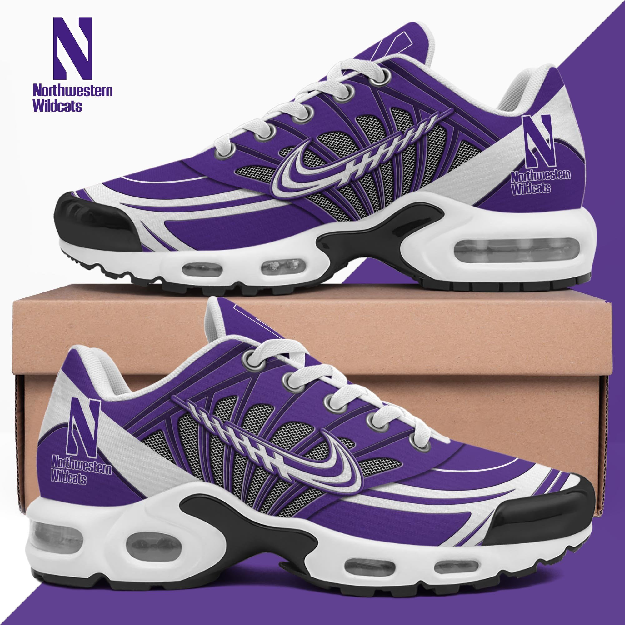 Northwestern Wildcats Shoes 2026 Version Custom Name 135