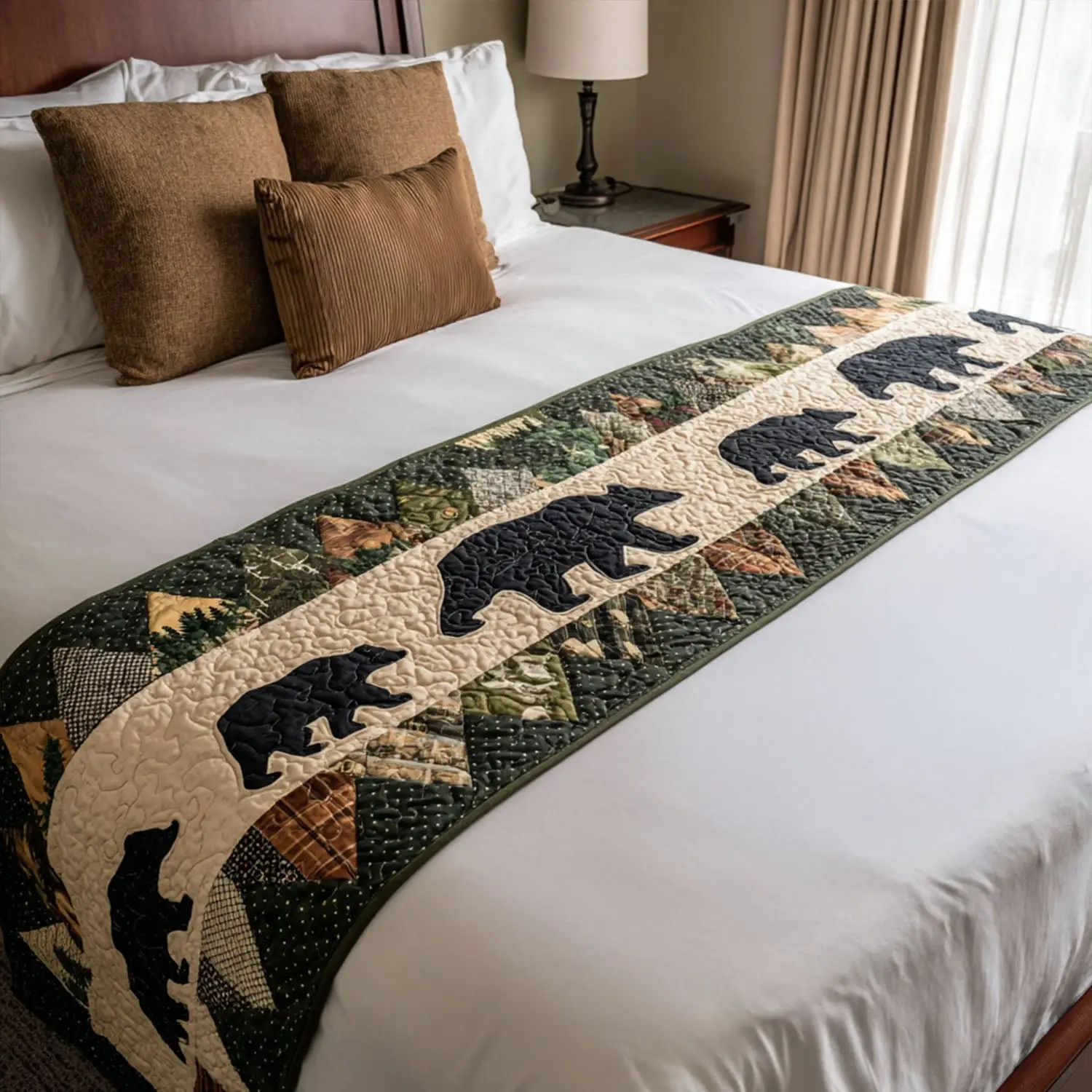 Northwoods Soul Quilted Bed Runner Northwoods Bear Soul Winter Gift