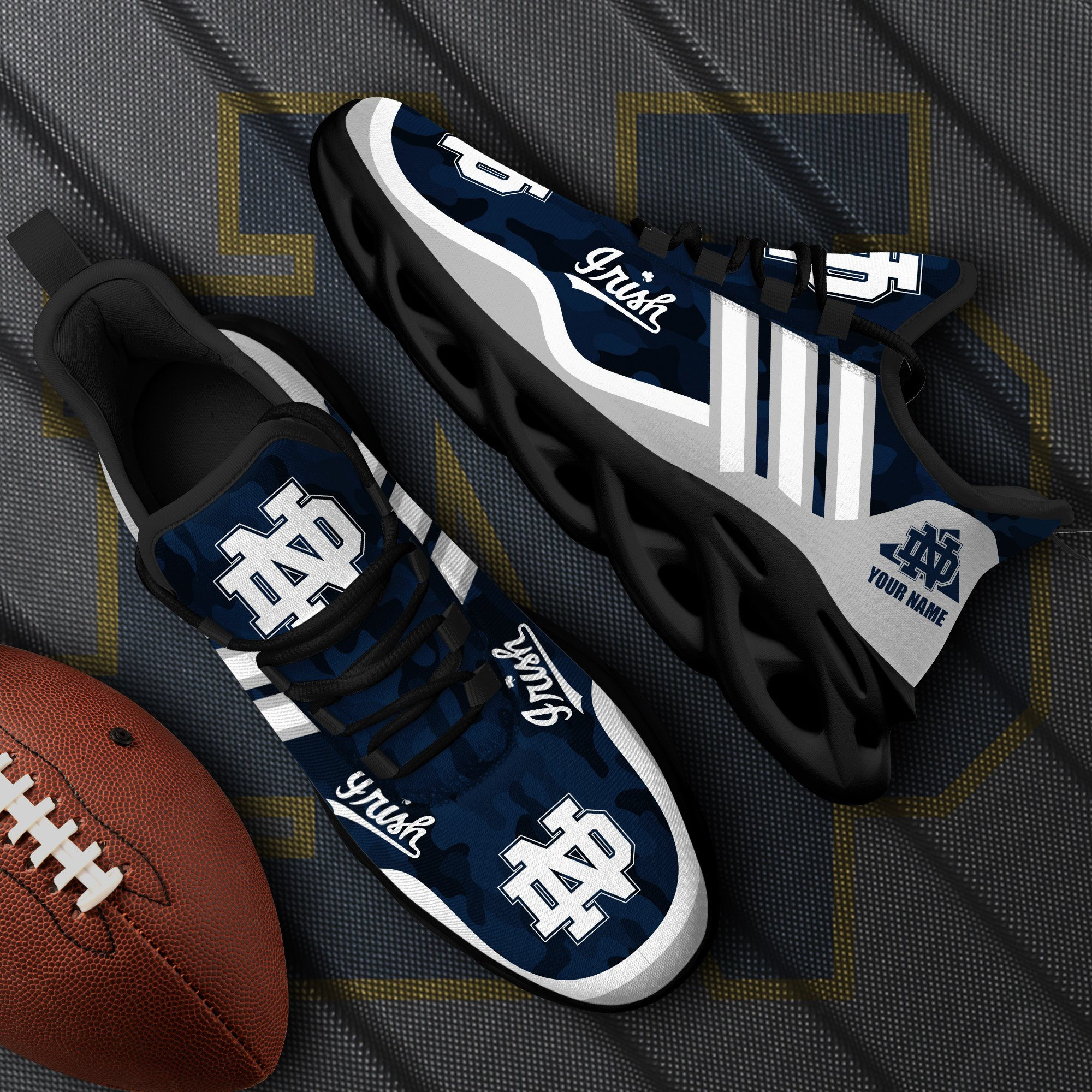 Notre Dame Fighting Irish Black Max Soul Shoes 2026 Versions Custom Name 466
