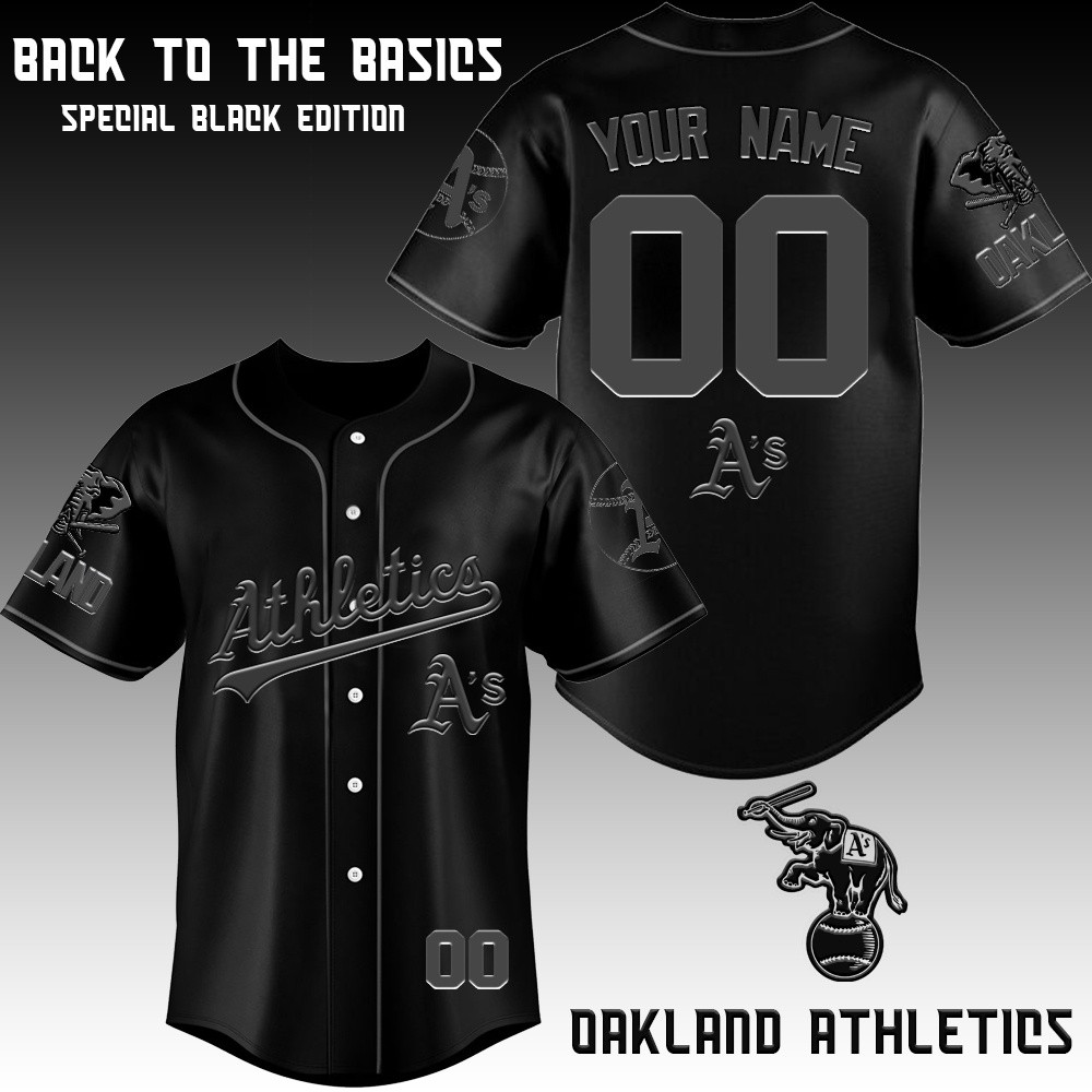 Oakland Athletics Blackout Jersey Oakland Athletics Merch Gift For Team Spirit