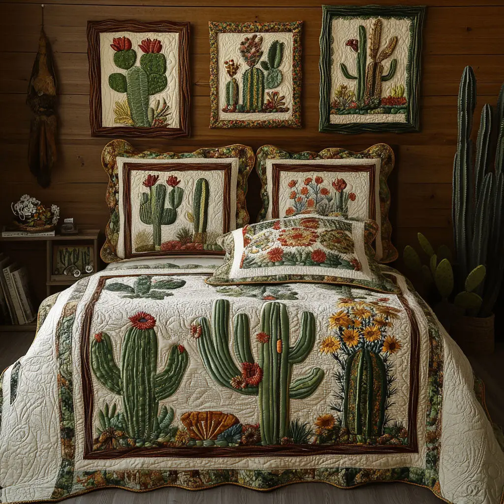 Oasis Elegance Quilted Bedding Set Thoughtful Bedding Gift for Cozy Winter Nights