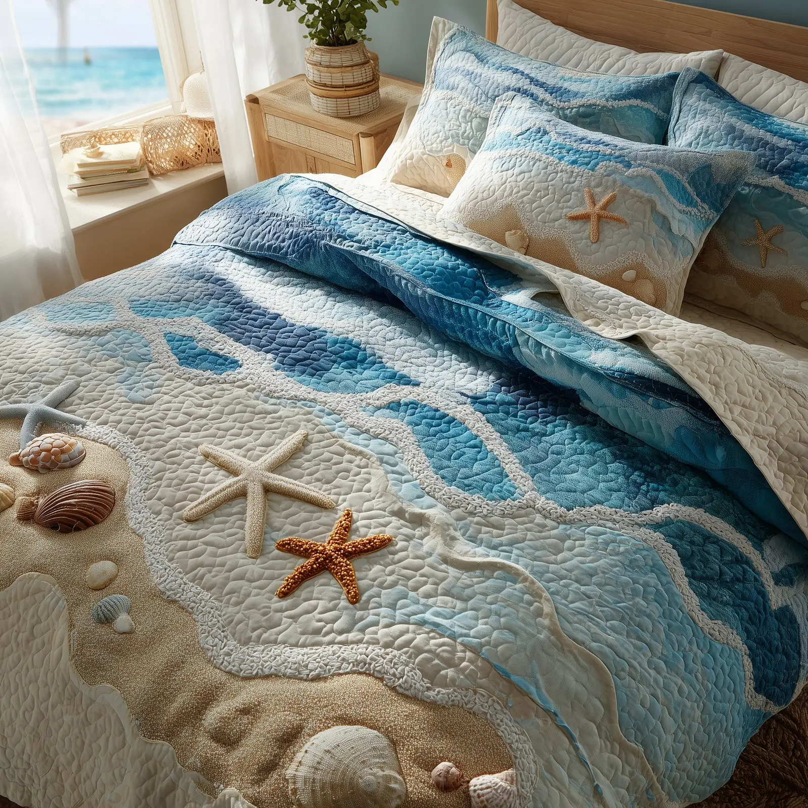 Ocean Breeze Quilted Bedding Set Elegant Bedding