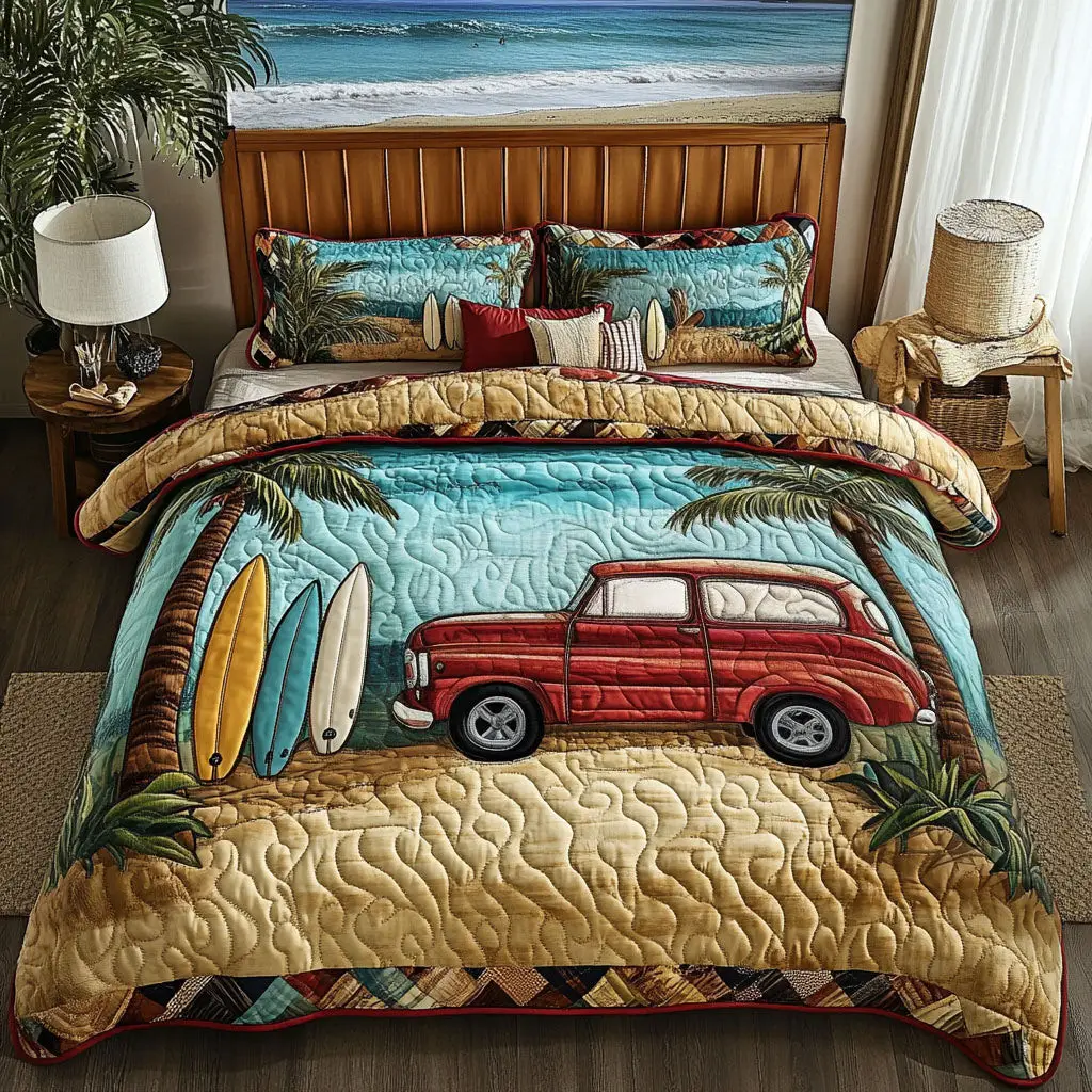 Ocean Breeze Quilted Bedding Set Elegant Bedding Set Gift for Newlyweds
