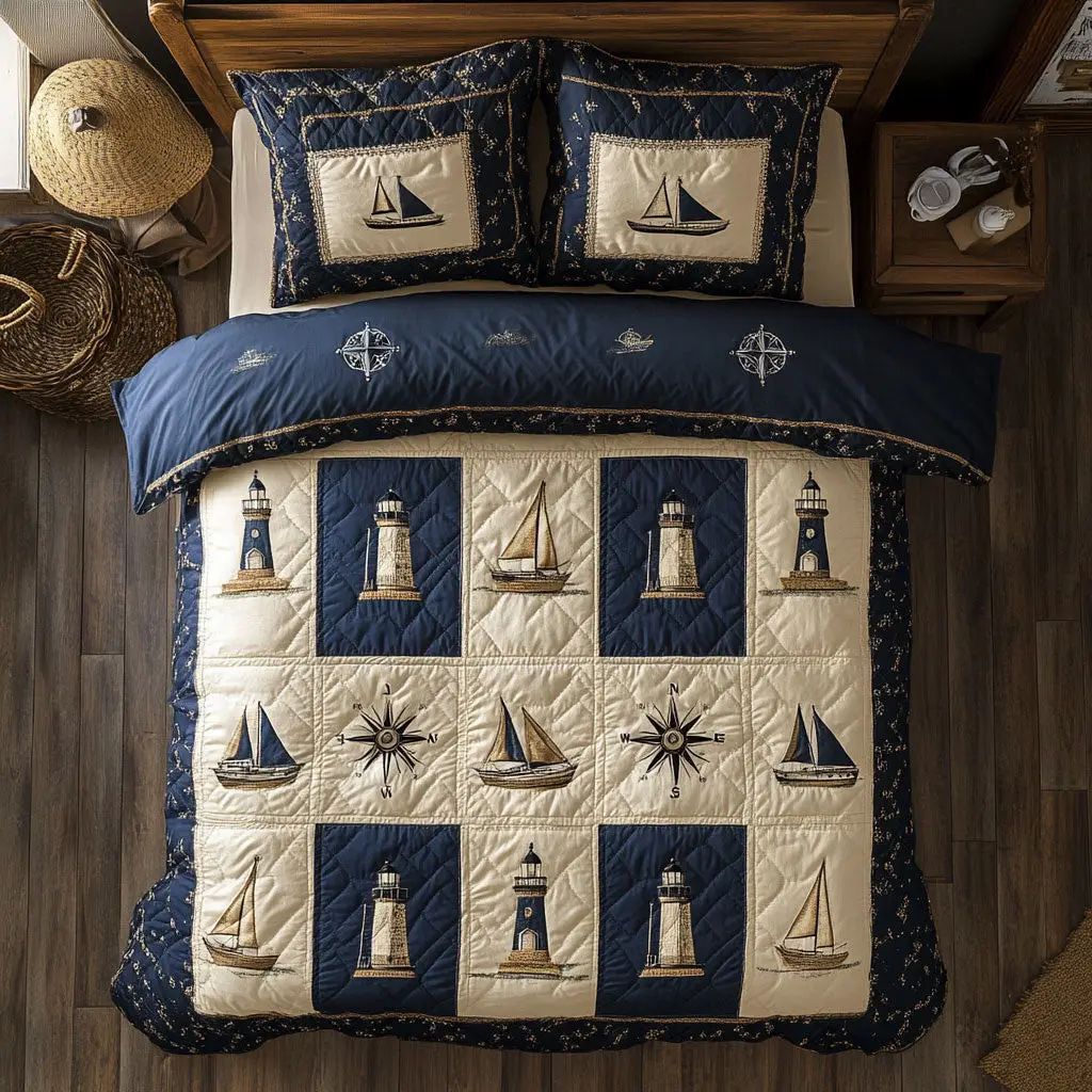 Ocean Quilt Quilted Bedding Set Duvet Cover Bedspread Bedroom Decor Gifts Items Ocean Quilt Quilted Bedding Set Duvet Cover Bedspread Bedroom Decor Gifts Items - Image 1