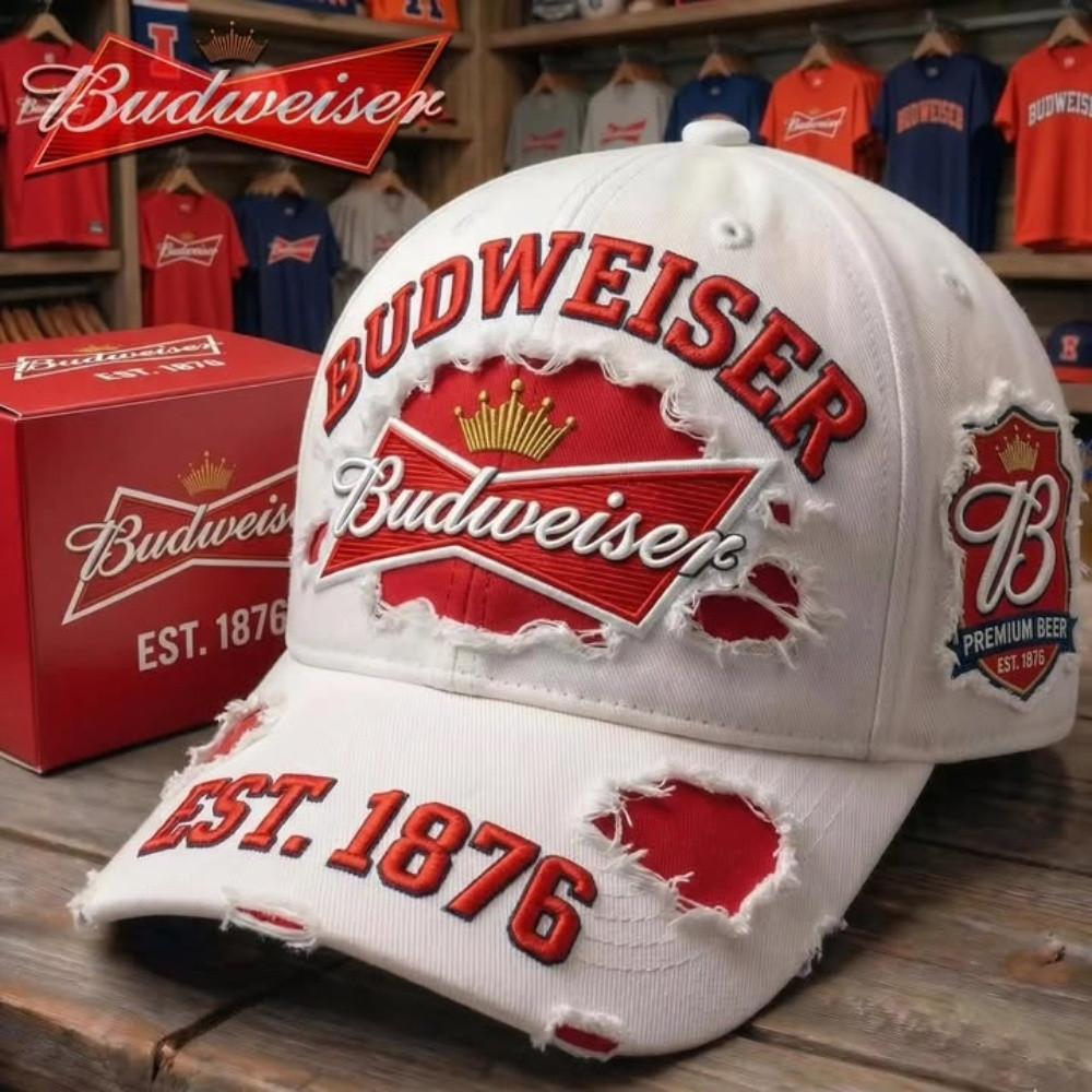 Official 2026 Budweiser Hat Est 1876 Distressed Vintage Ball Cap Gift For Friends