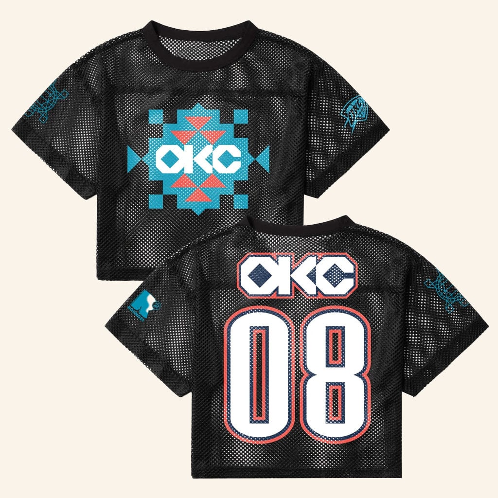Official Okc Thunder Store Merch Okc Thunder X Round21 Native Heritage Mesh Top - WearandDecor