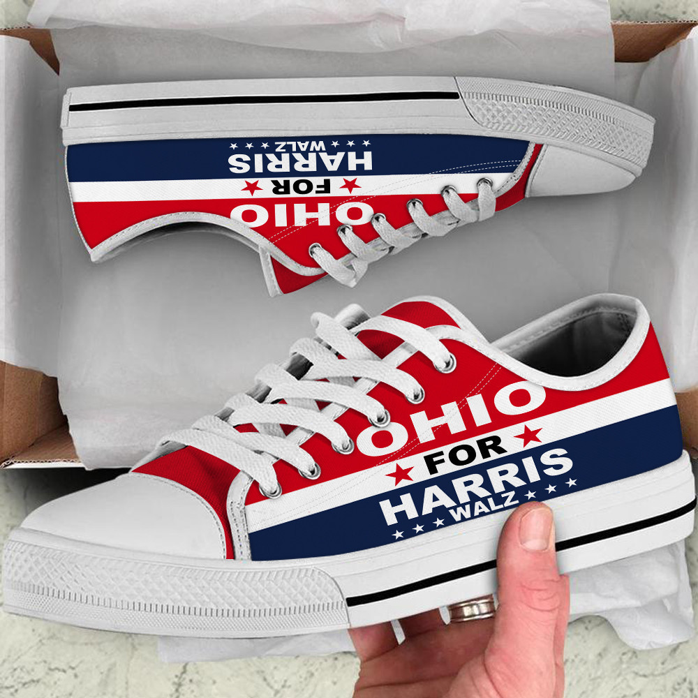Ohio For Harris Walz 2024 Low Top Shoes Vote Democracy Sneakers Harris Political Campaign Merch