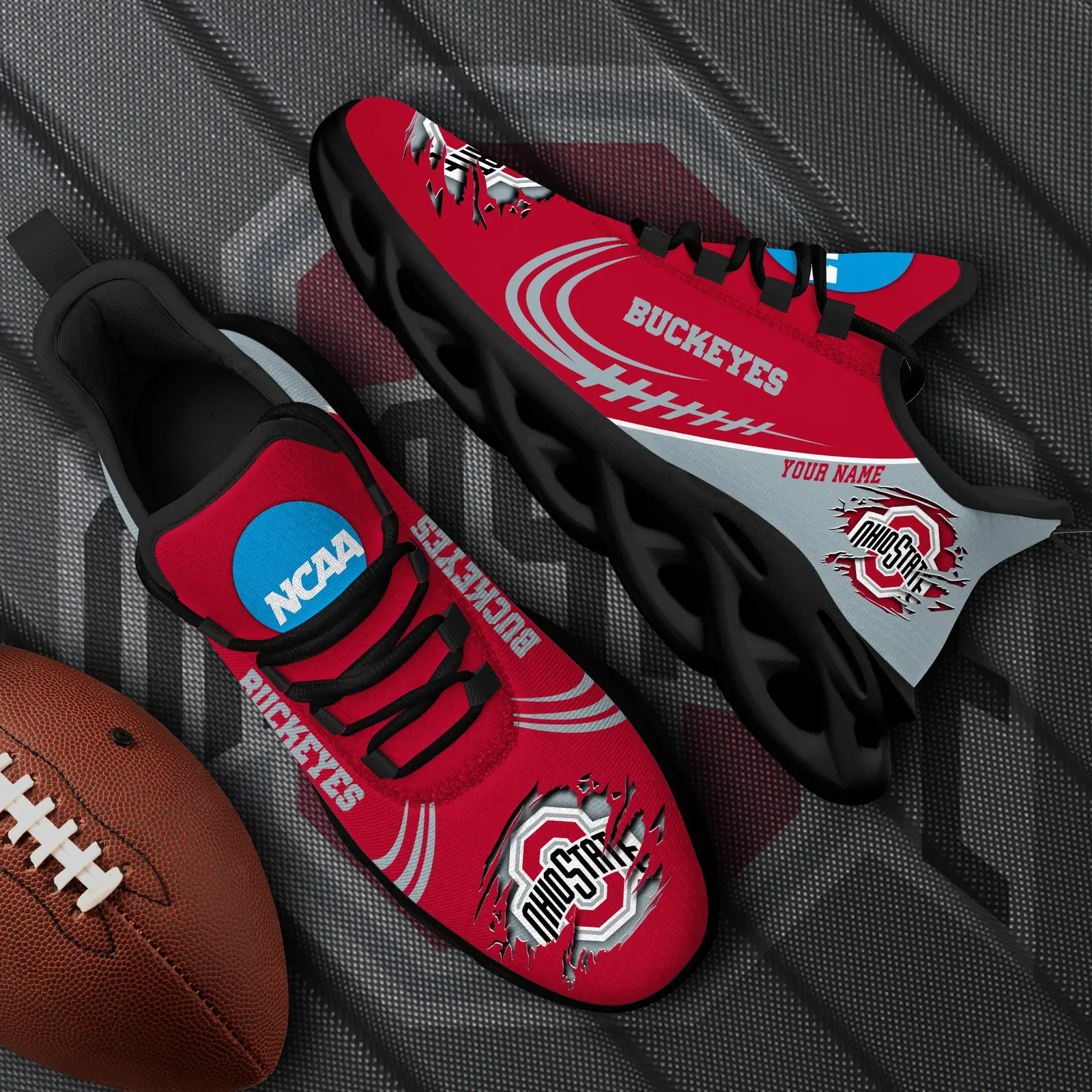 Ohio State Buckeyes Black Max Soul Shoes 2026 Versions Custom Name 016