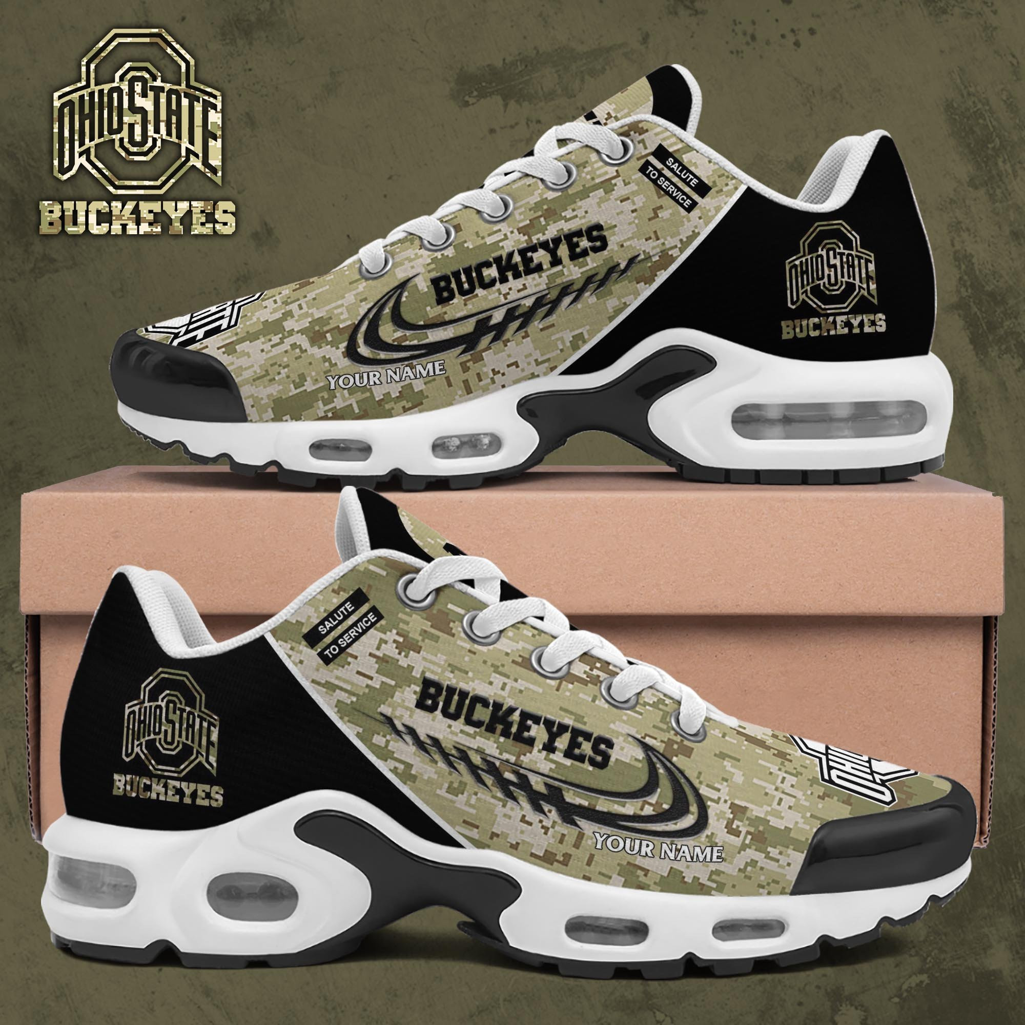 Ohio State Buckeyes Shoes 2026 Version Custom Name, Camouflage Shoes, Gifts For Football Lovers