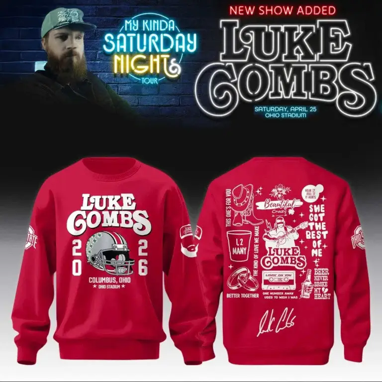 Ohio State Buckeyes x Luke Combs Merch My Kinda Saturday Night Tour 2026 Sweatshirt Gift Ideas Ohio State Buckeyes x Luke Combs Merch My Kinda Saturday Night Tour 2026 Sweatshirt Gift Ideas - Image 1