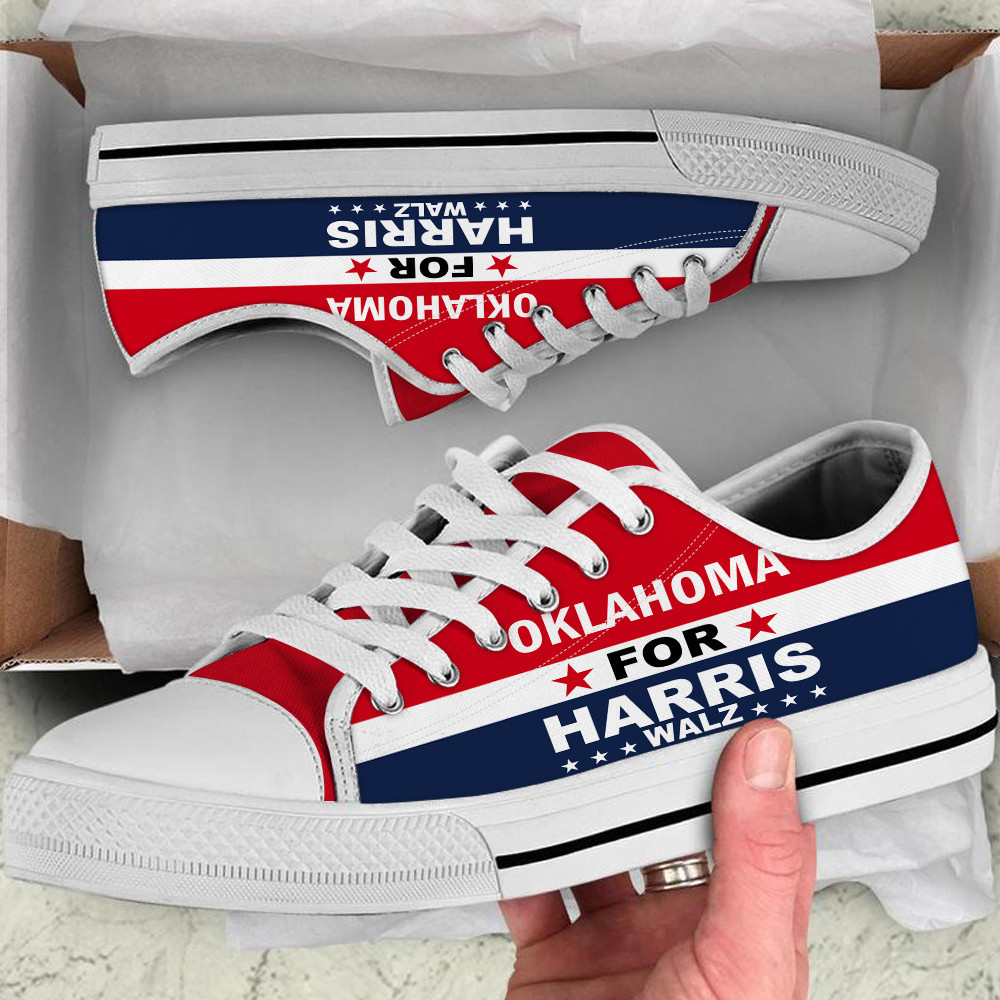 Oklahoma For Harris Walz 2024 Low Top Shoes Vote Democracy Sneakers Harris Political Campaign Merch