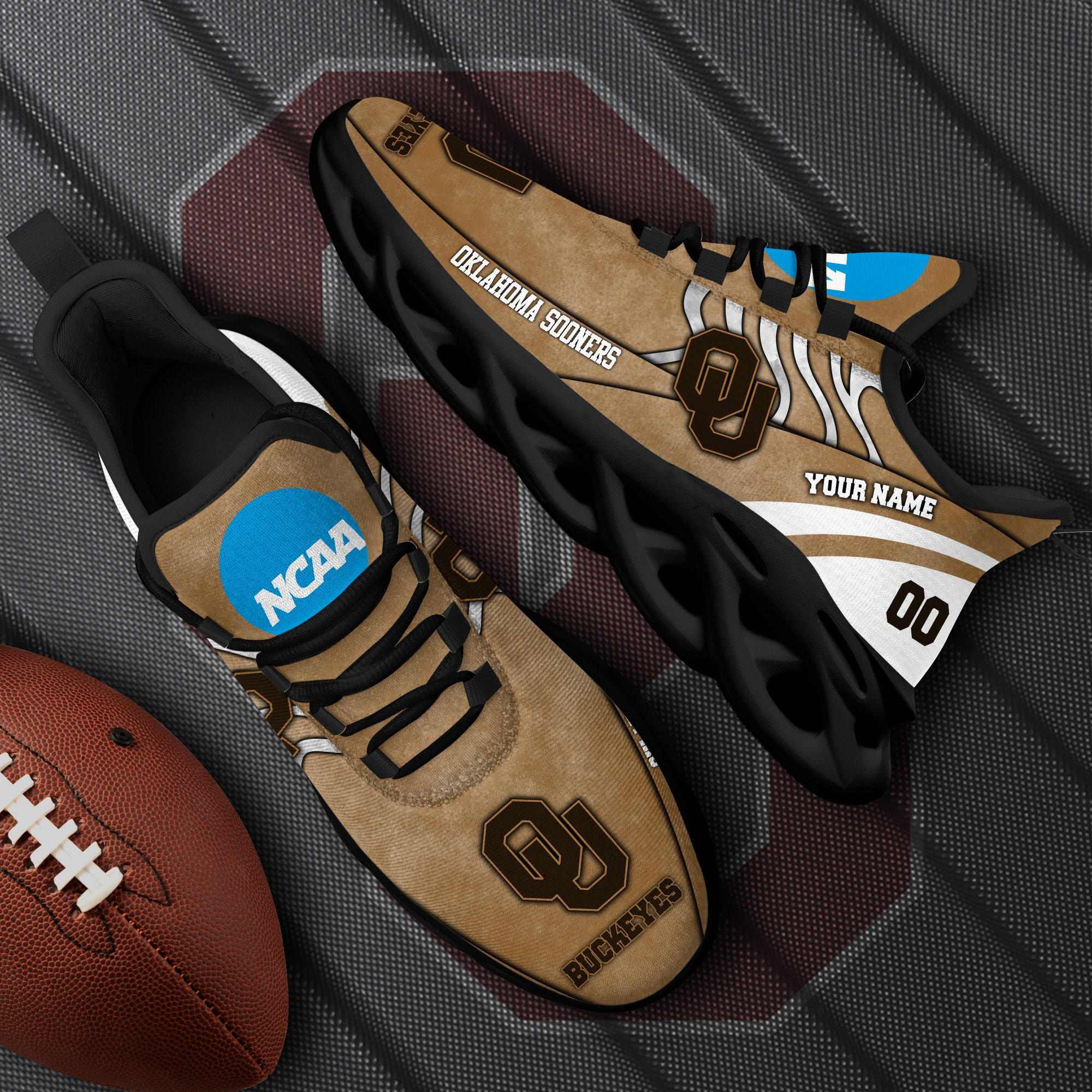 Oklahoma Sooners Black Max Soul Shoes 2026 Versions Custom Your Name And Number 312