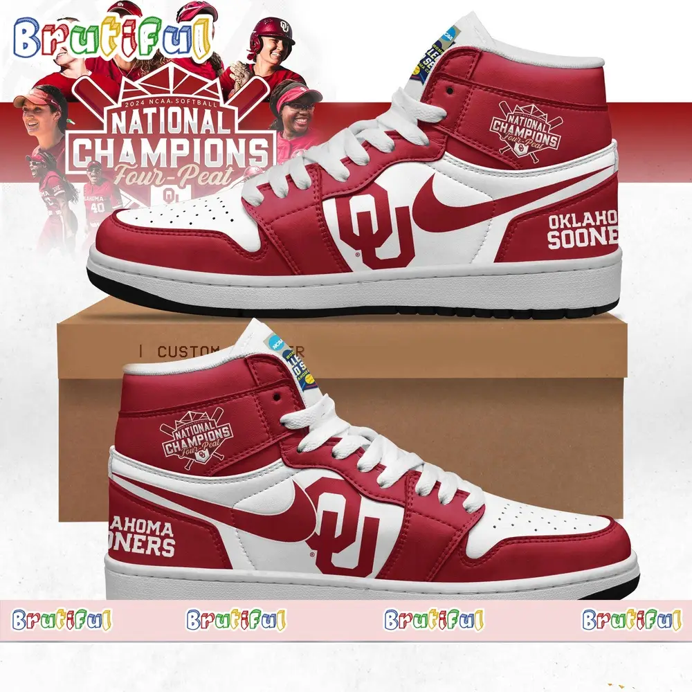 Oklahoma Sooners Four Peat NCAA Softball Women’s Champions Air Jordan 1 Shoes