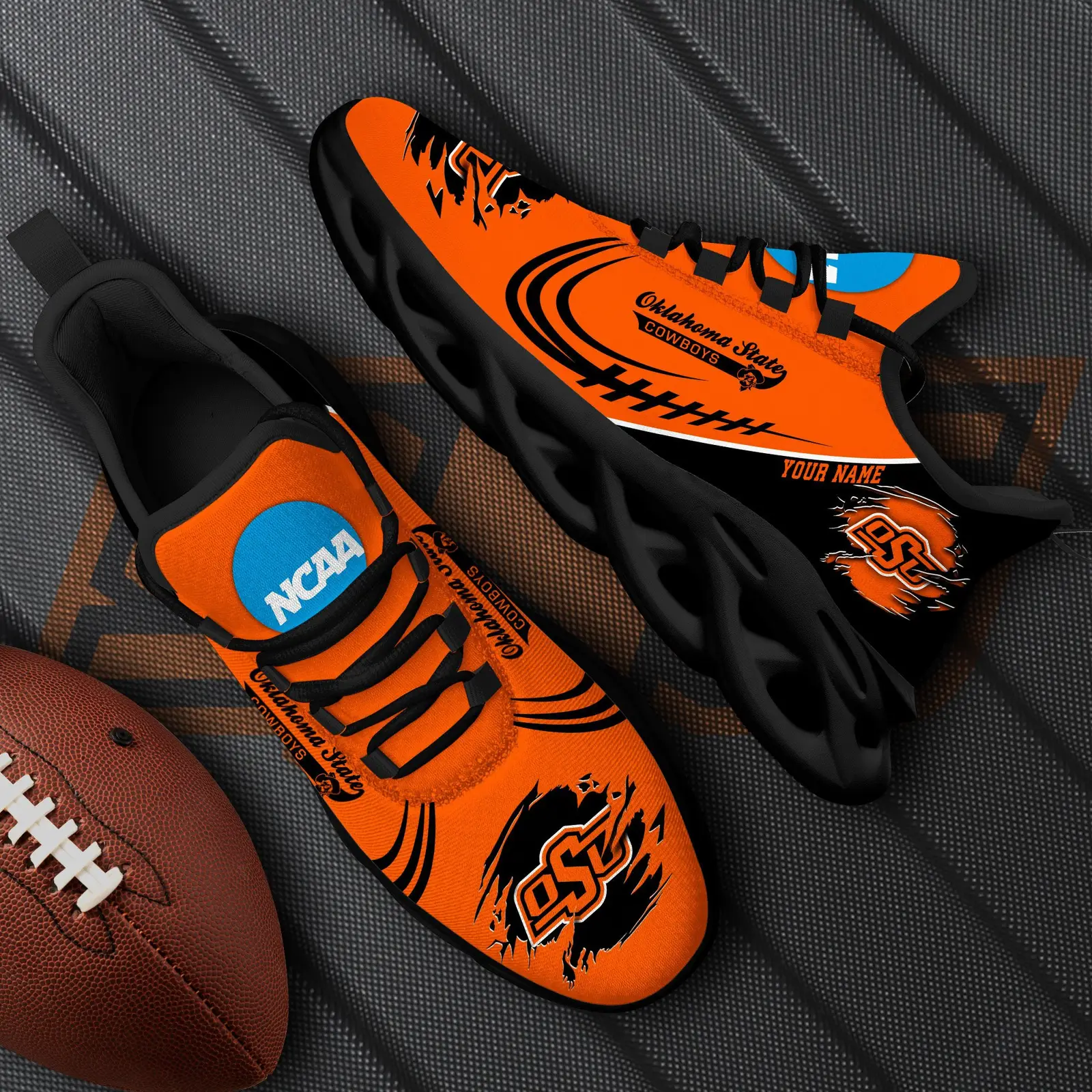 Oklahoma State Cowboys Black Max Soul Shoes 2026 Versions Custom Name 016 Oklahoma State Cowboys Black Max Soul Shoes 2026 Versions Custom Name 016 - Image 1