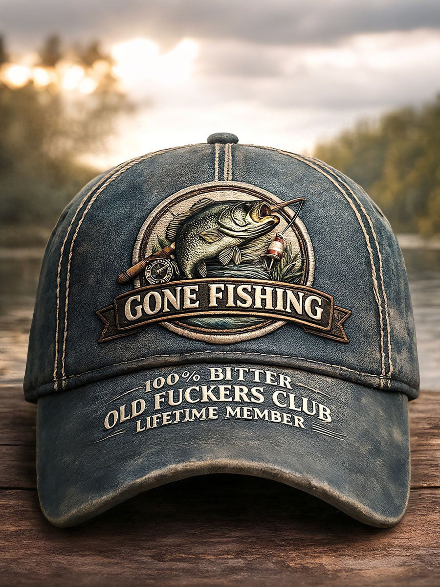 Old Fuckers Club Lifetime Member Hat Gone Fishing Baseball Cap Gifts For Fishes Dad