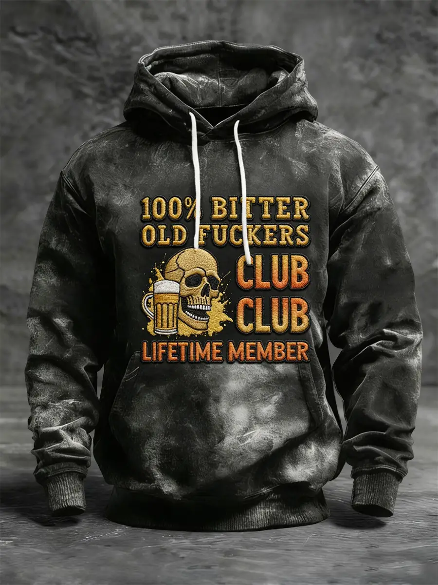 Old Fuckers Club Skull Beer Retro Hoodie Lifetime Member Hoodie Beer Lover Gifts For Men