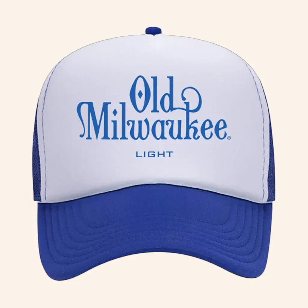 Old Milwaukee Merch Old Milwaukee Light Royal White Trucker Hat Friends Gifts -WearandDecor