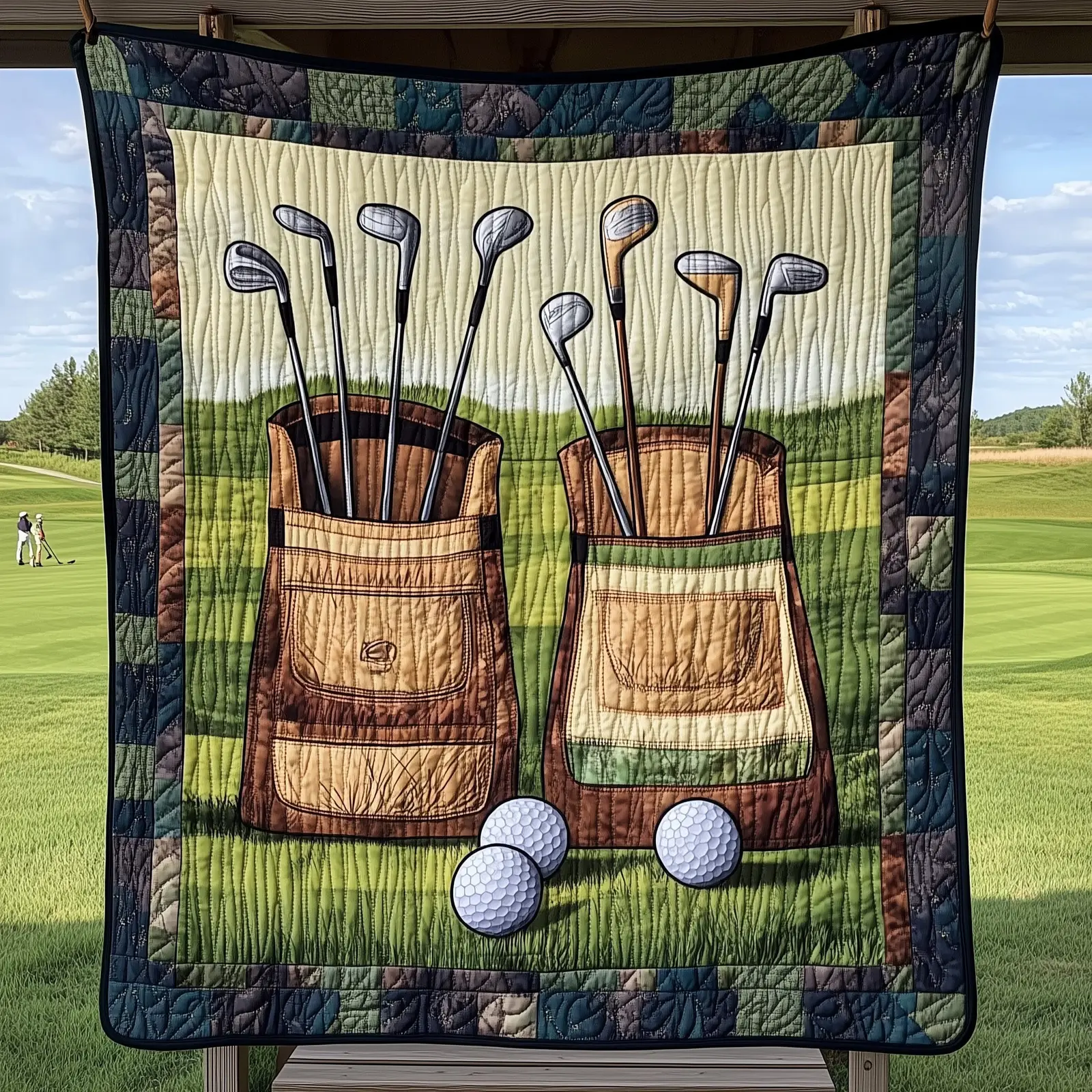 Old School Golf Quilted Blanket Classic Course Home Textile Luxury Golf Gifts For Him And Her
