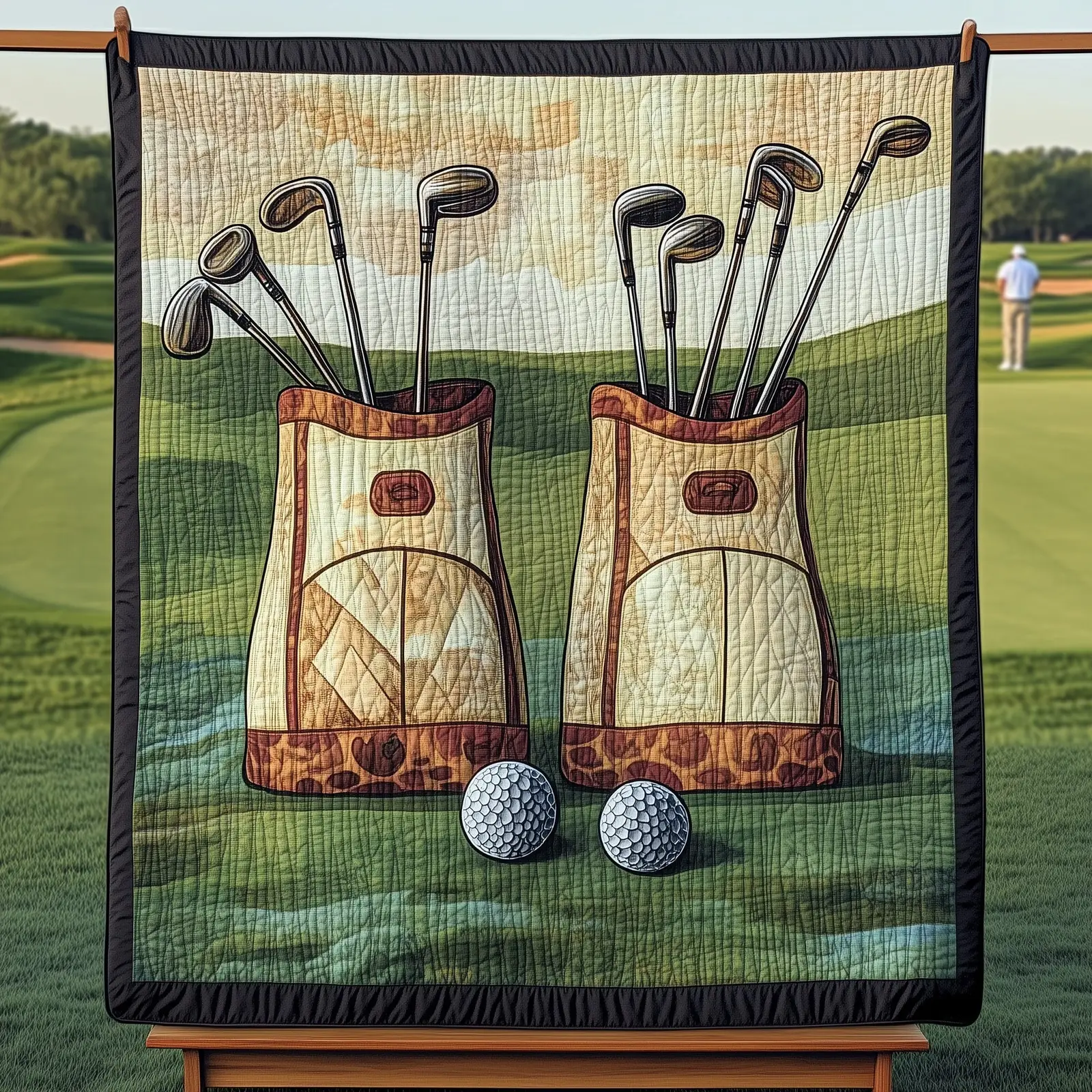 Old School Golf Quilted Blanket Retro Golfing Comfort Luxury Golf Gifts For Him And Her