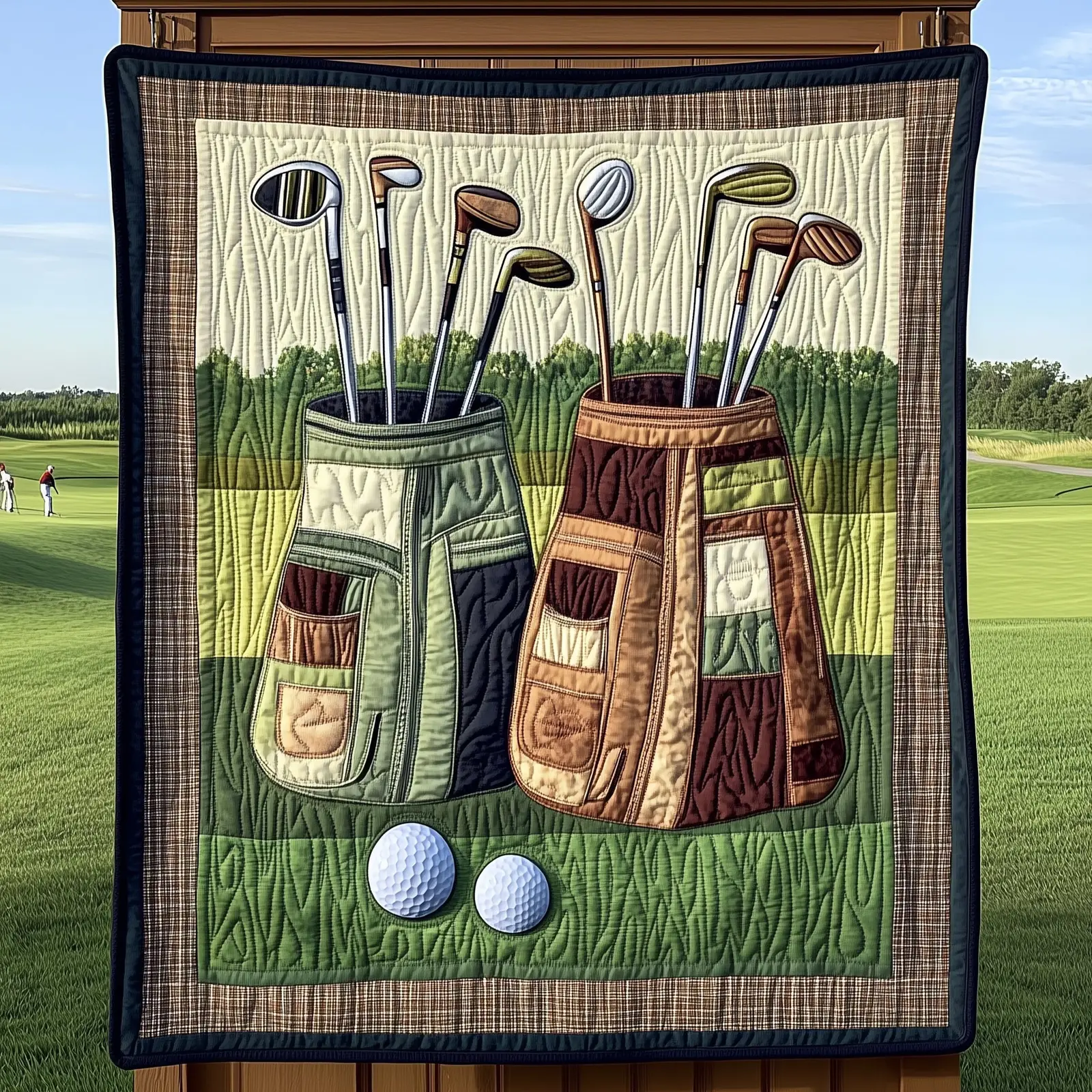 Old School Golf Quilted Blanket Vintage Style Sport Throw Luxury Golf Gifts For Him And Her
