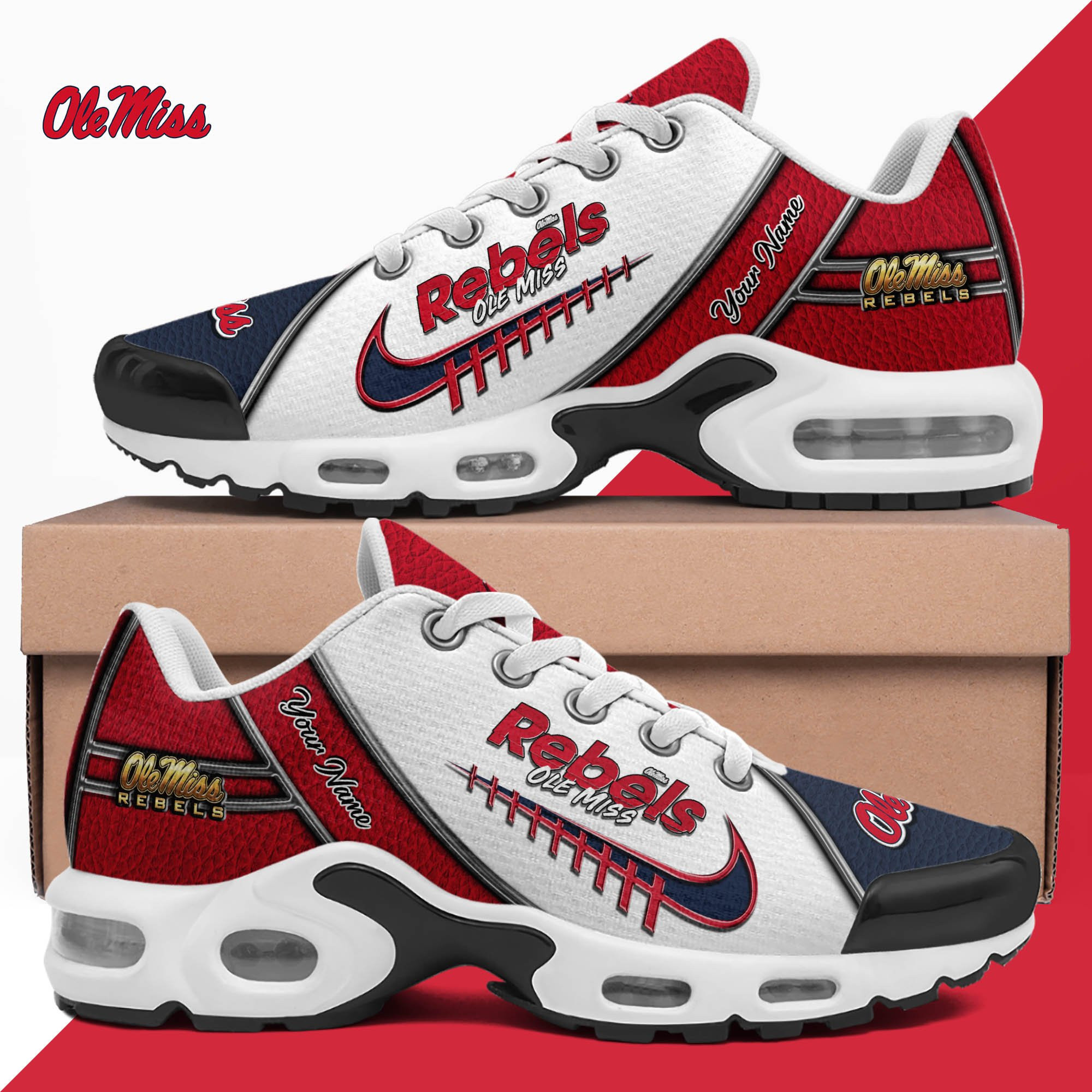 Ole Miss Rebels Shoes 2026 Version Custom Your Name, Football Team Shoes 516