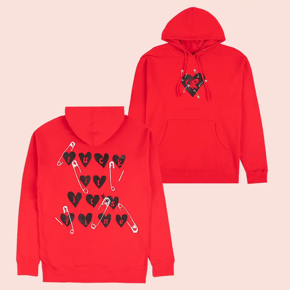 Olivia Rodrigo Merch Fck It It's Fine Hoodie Red Unique Gifts For Music Lovers