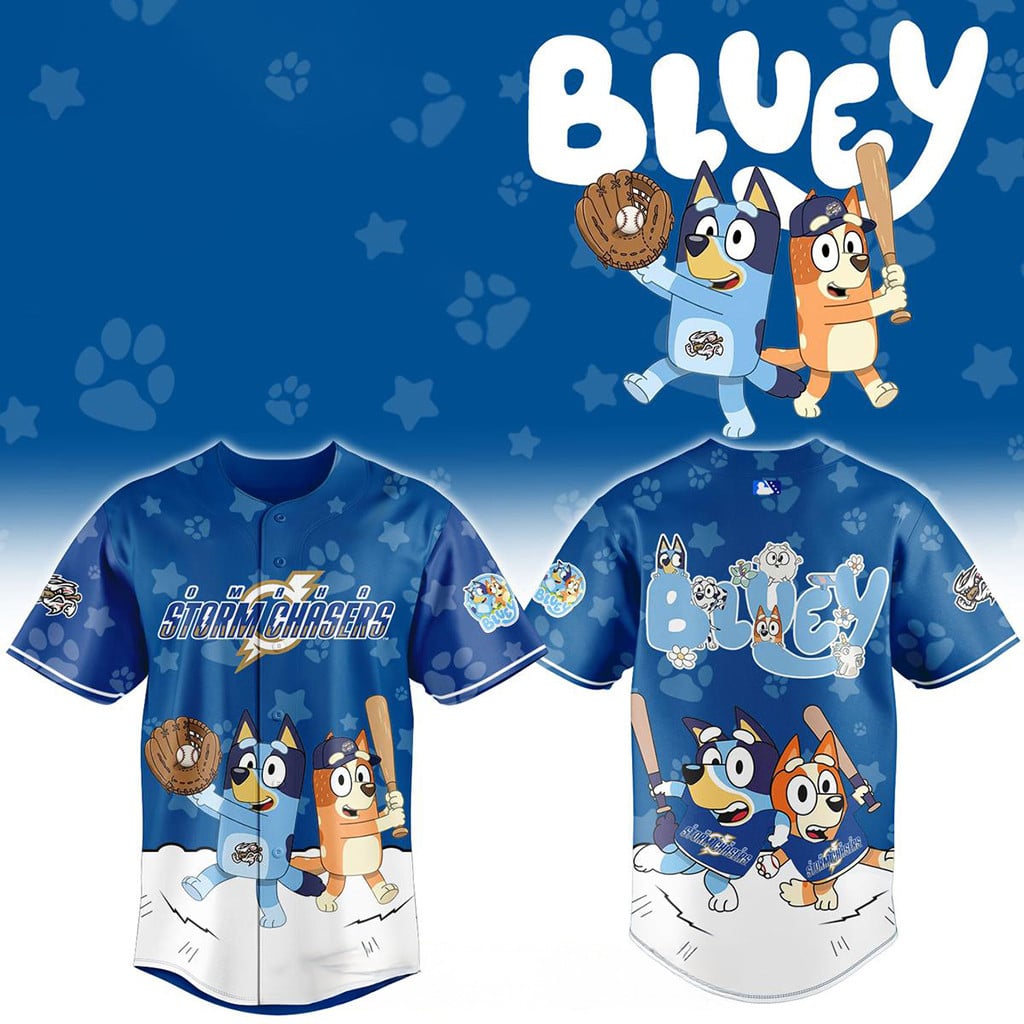 Omaha Storm Chasers Bluey Night 2026 Minor Game Baseball Jersey Chasers Merch Cool Baseball Gift