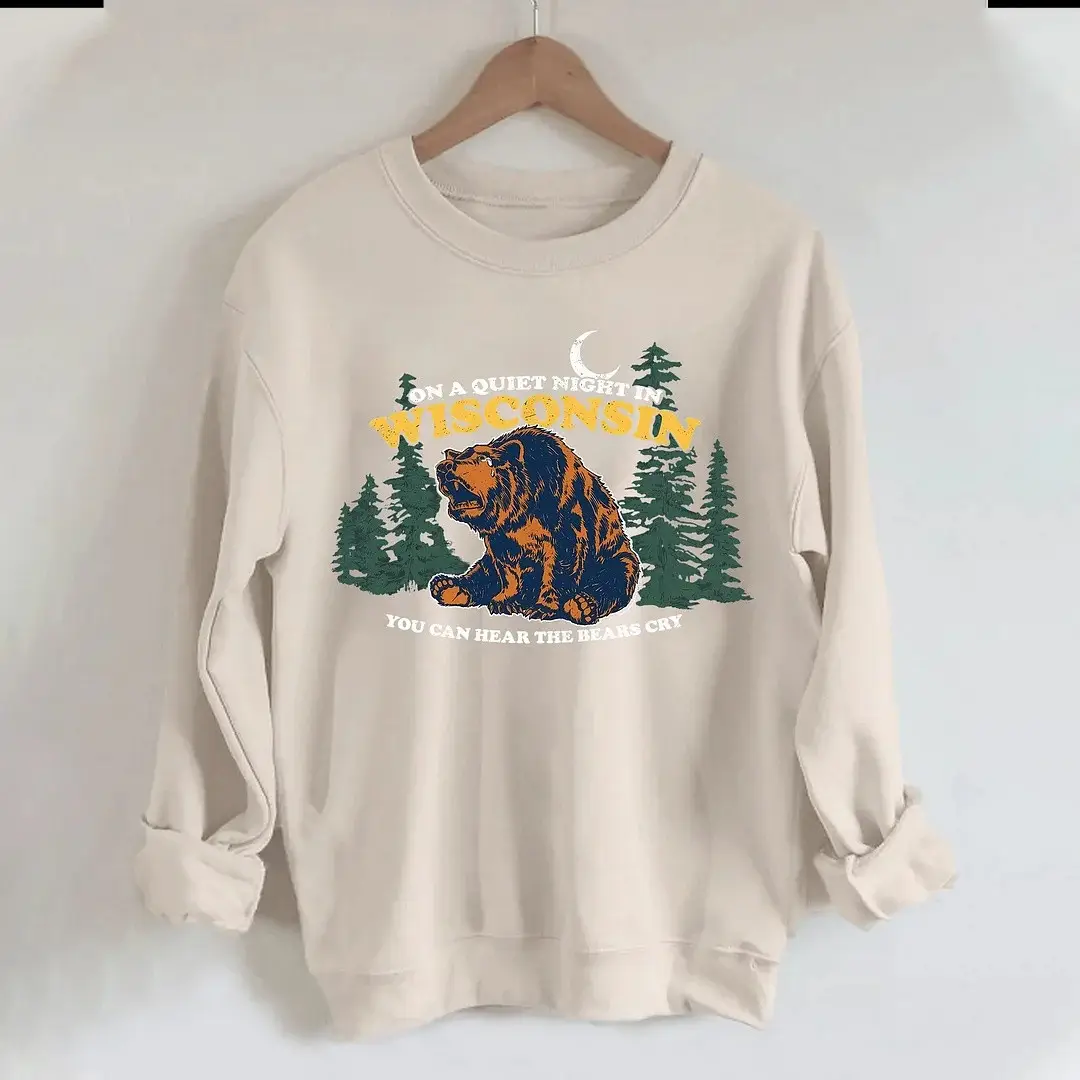 On A Quiet Night In Wisconsin Sweatshirt You Can Hear The Bears Cry Humorous Football Apparel On A Quiet Night In Wisconsin Sweatshirt You Can Hear The Bears Cry Humorous Football Apparel - Image 1