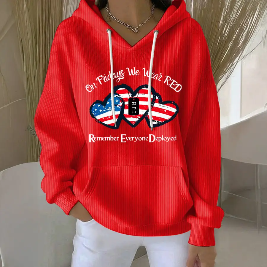 On Fridays We Wear RED Hoodie Red Friday Clothing Present For Her