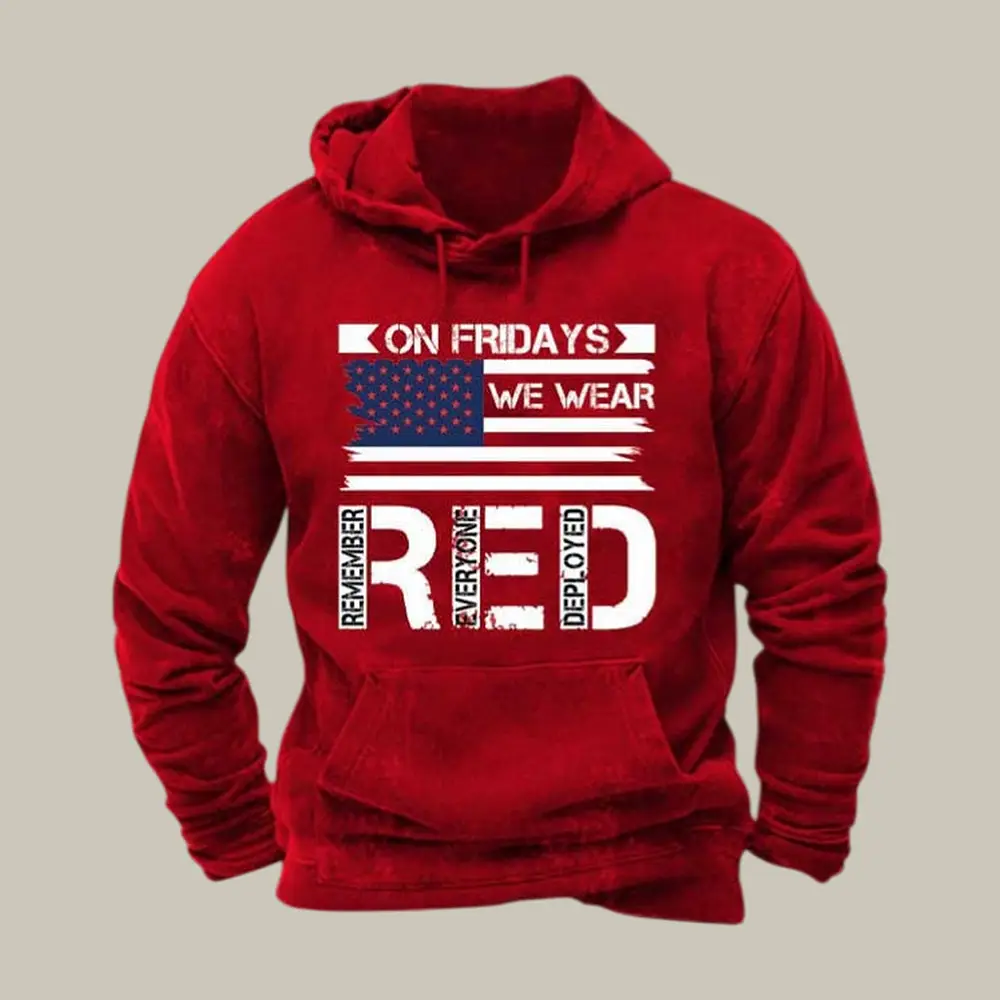 On Fridays We Wear RED Hoodie Remember Everyone Deployed Apparel Patriotic Gift On Fridays We Wear RED Hoodie Remember Everyone Deployed Apparel Patriotic Gift - Image 1