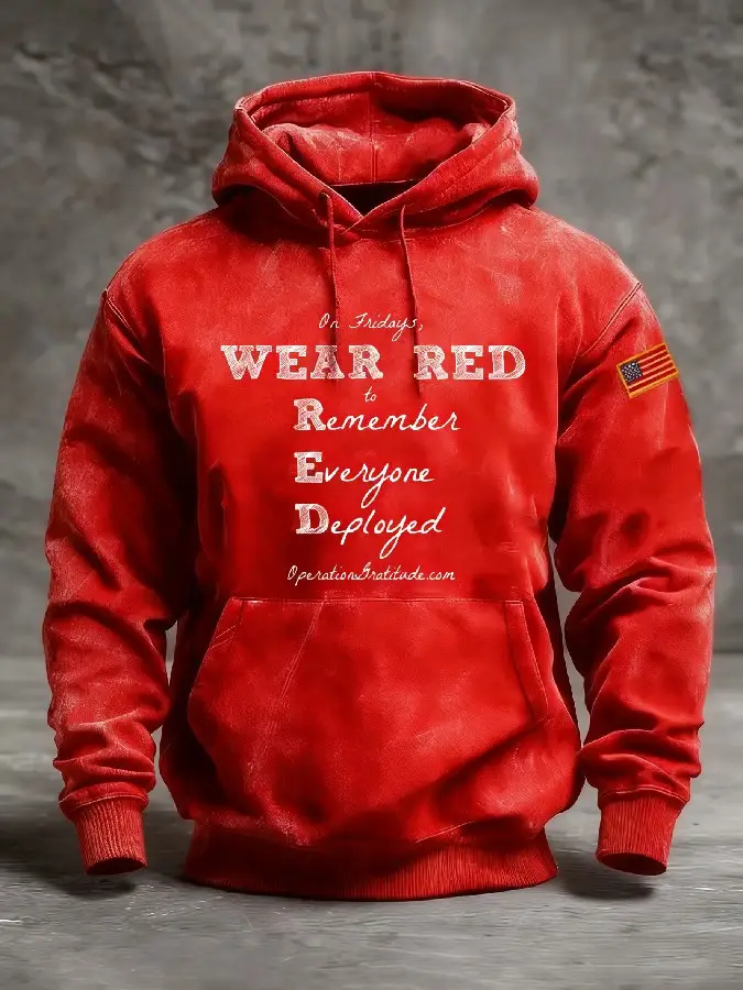 On Fridays Wear Red To Remember Everyone Deployed Hoodie Military Retirement Hoodie