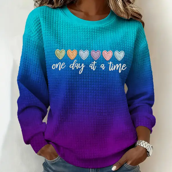 One Day At A Time Sweatshirt Faith Based Apparel Present For Wife Birthday One Day At A Time Sweatshirt Faith Based Apparel Present For Wife Birthday - Image 1