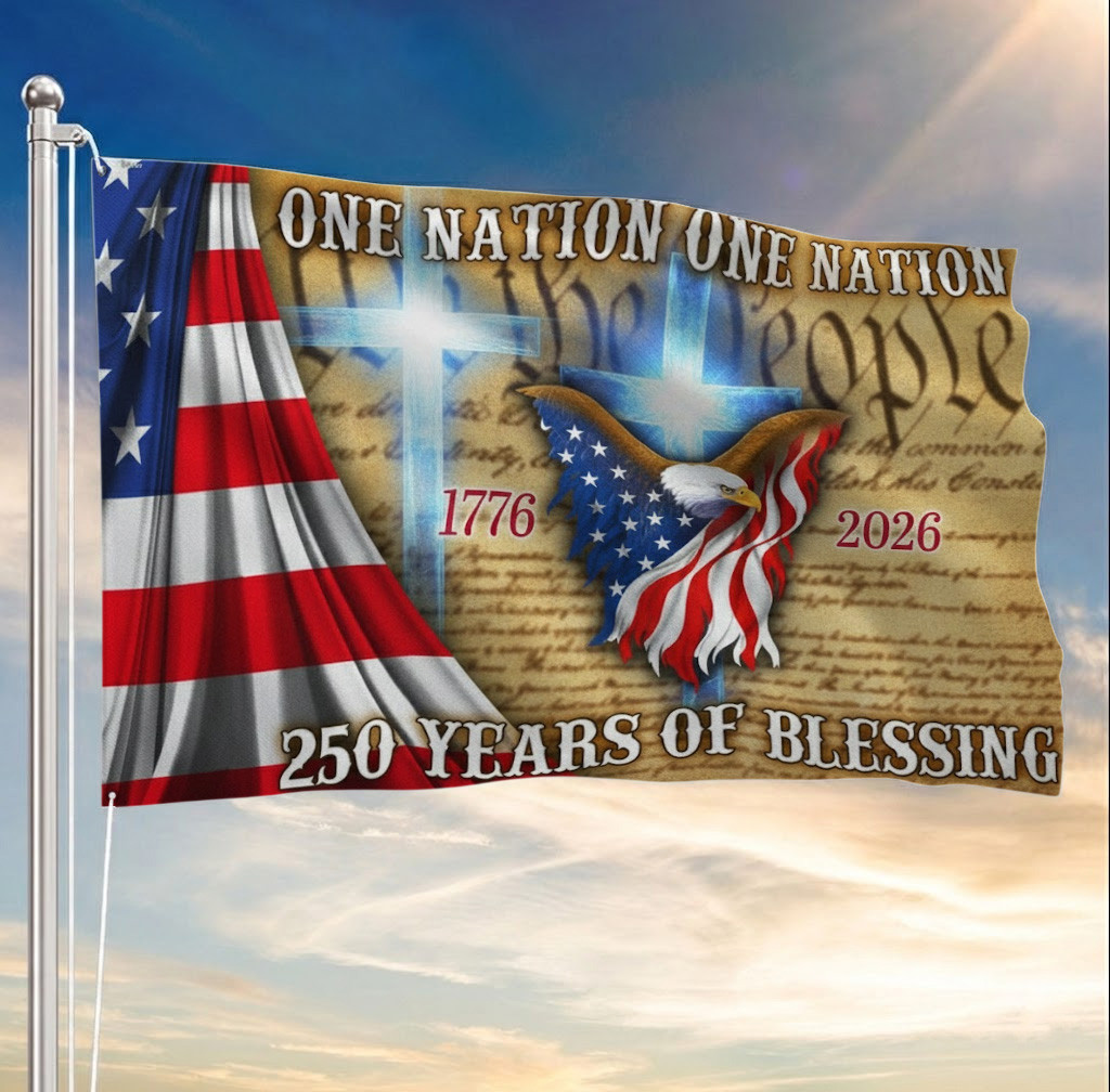 One Nation Under God Flag 250 Years Blessing American Patriotic Grommet Flag Gift For Him One Nation Under God Flag 250 Years Blessing American Patriotic Grommet Flag Gift For Him - Image 1