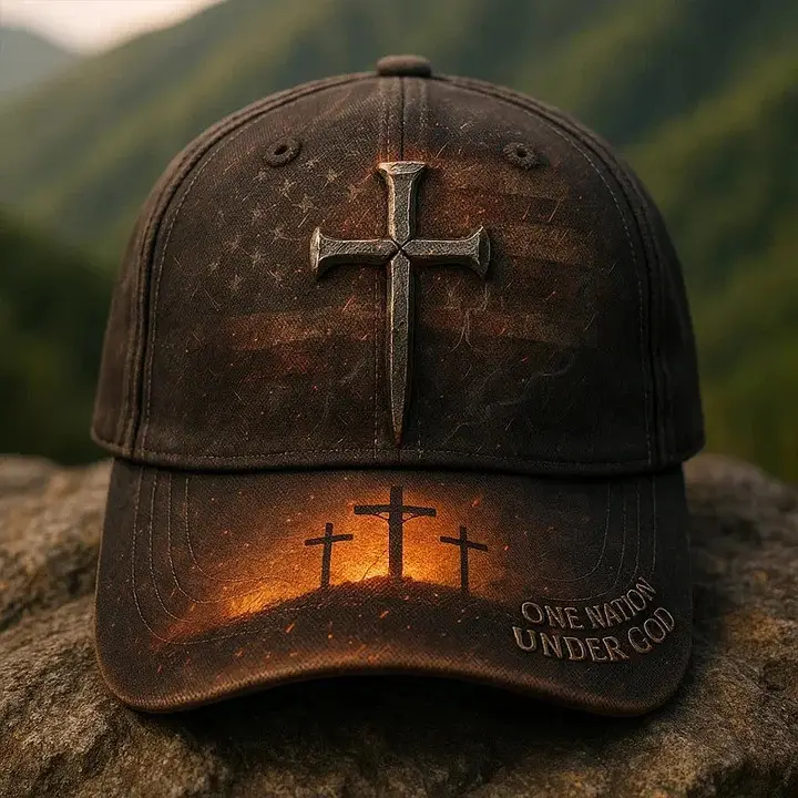 One Nation Under God Hat Embroidered Christian Hat Patriotic Gifts For Father - WearandDecor