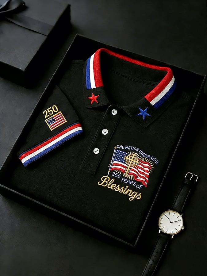One Nation Under God Polo Shirt 250 Years Of Blessings Merch Gift Ideas For Him
