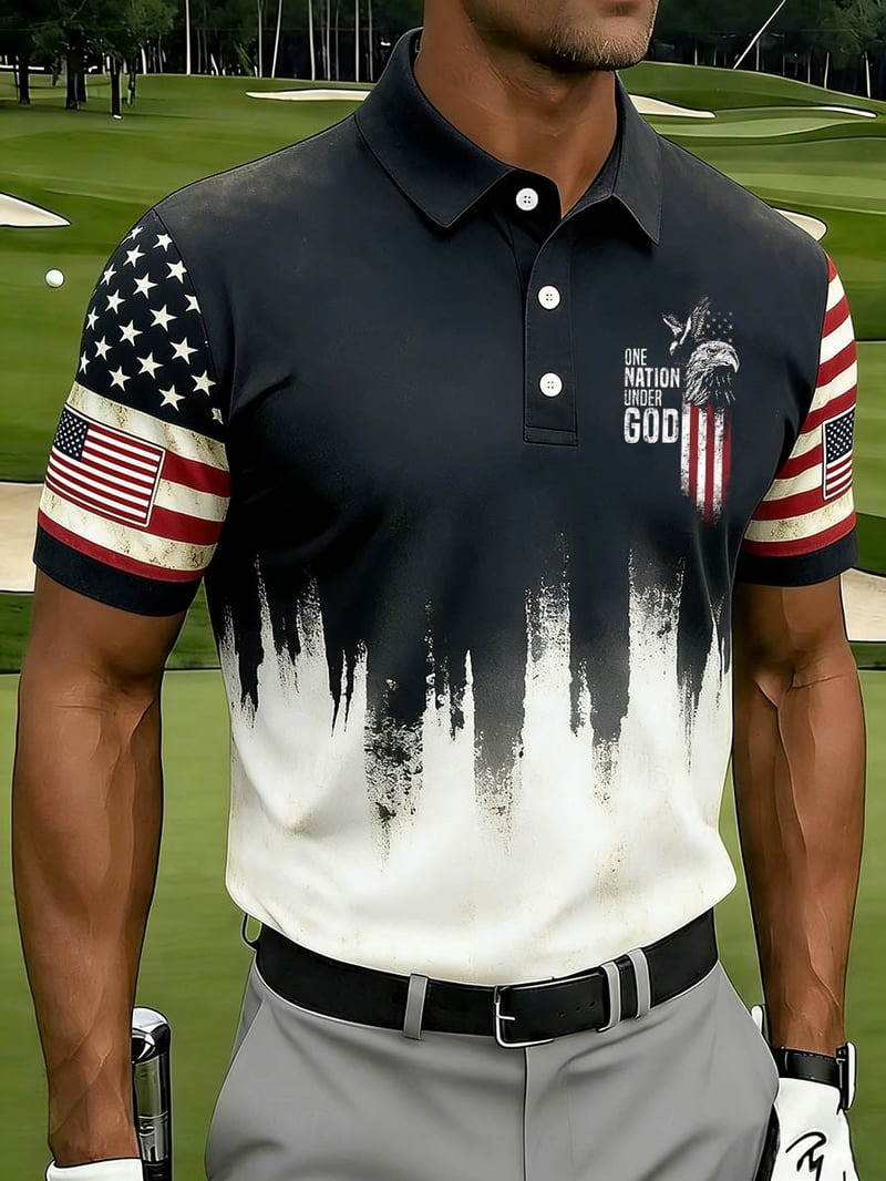 One Nation Under God Polo Shirt Patriotic USA 250th Anniversary Gift For Men