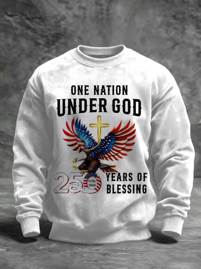 One Nation Under God Sweatshirt 250 Years Of Blessings Crewneck Gift For Dad