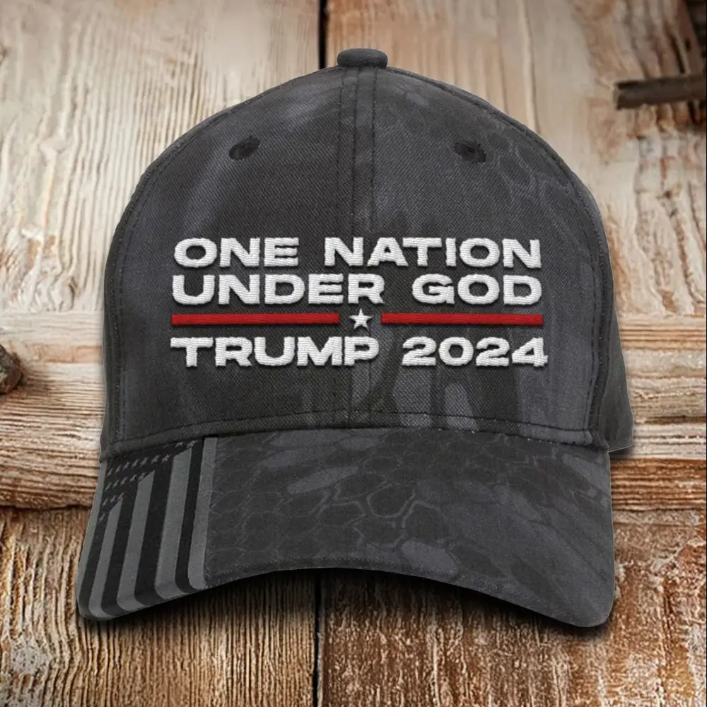 One Nation Under God Trump 2024 Embroidered Camo Hat Donald Trump For President Patriotic Hat
